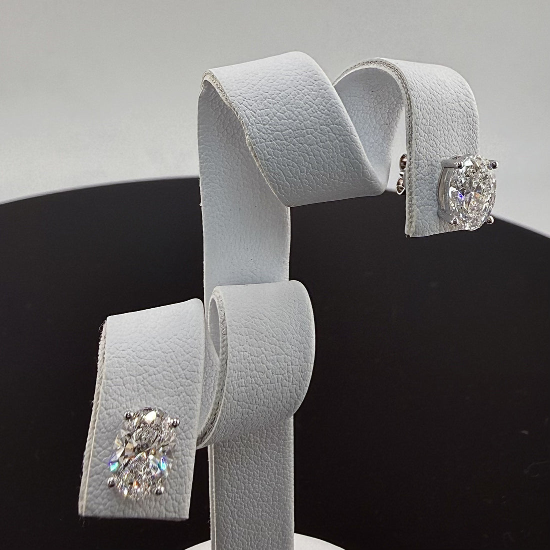 Oval Cut Lab Grown Diamond Stud Earrings | 2.1cttw IGI Certified | 14K White Gold