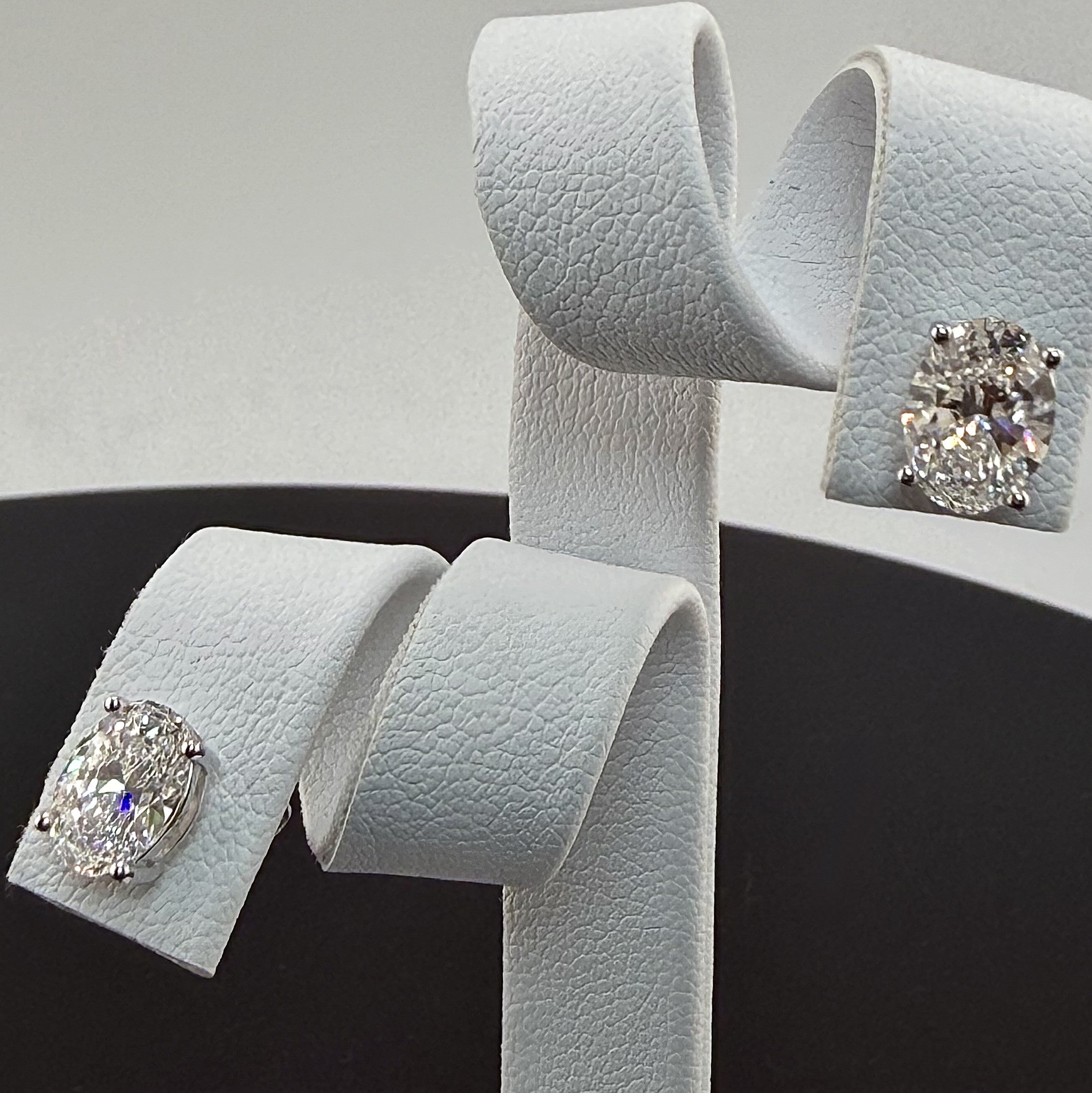 Oval Cut Lab Grown Diamond Stud Earrings | 2.1cttw IGI Certified | 14K White Gold