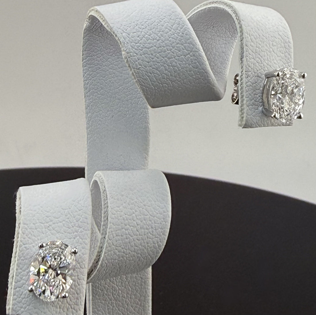 Oval Cut Lab Grown Diamond Stud Earrings | 2.1cttw IGI Certified | 14K White Gold