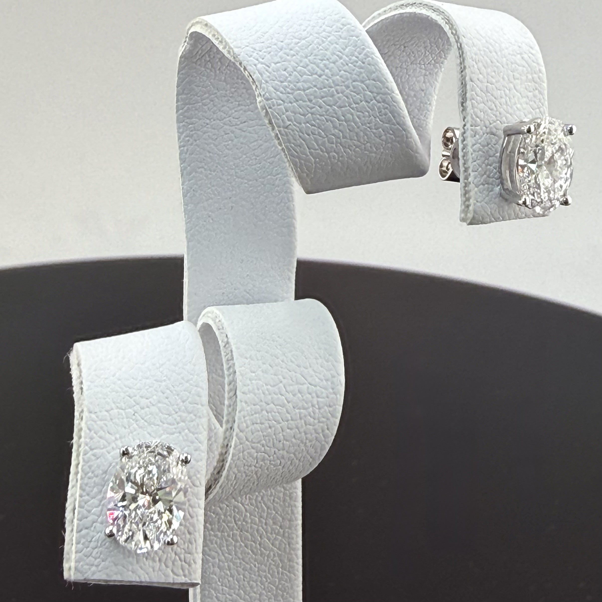 Oval Cut Lab Grown Diamond Stud Earrings | 2.1cttw IGI Certified | 14K White Gold