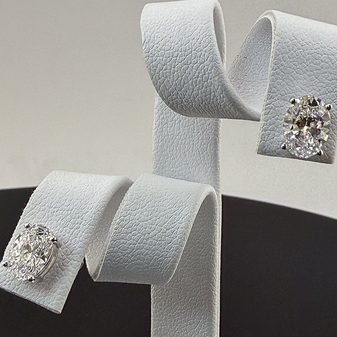 Oval Cut Lab Grown Diamond Stud Earrings | 2.1cttw IGI Certified | 14K White Gold