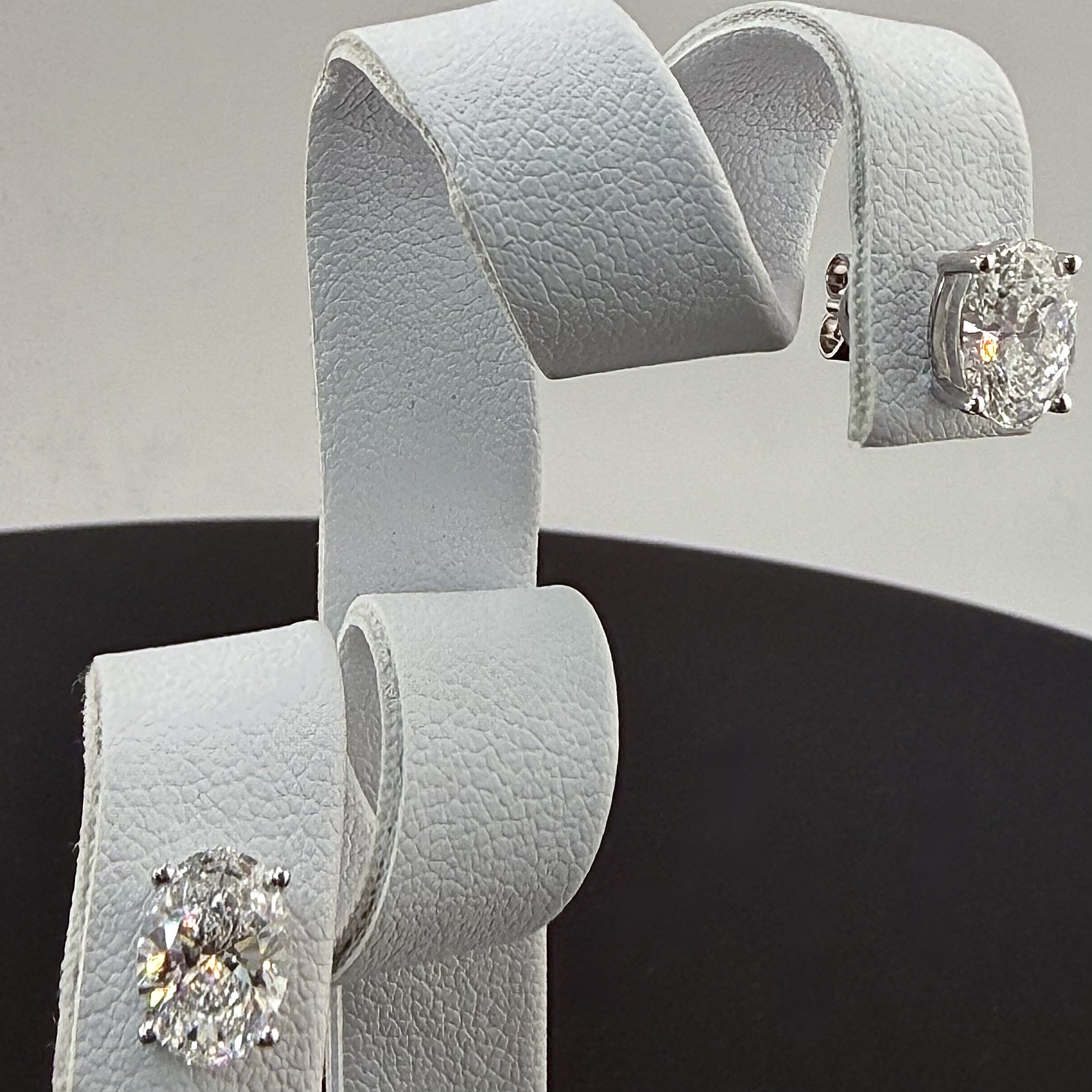 Oval Cut Lab Grown Diamond Stud Earrings | 2.1cttw IGI Certified | 14K White Gold