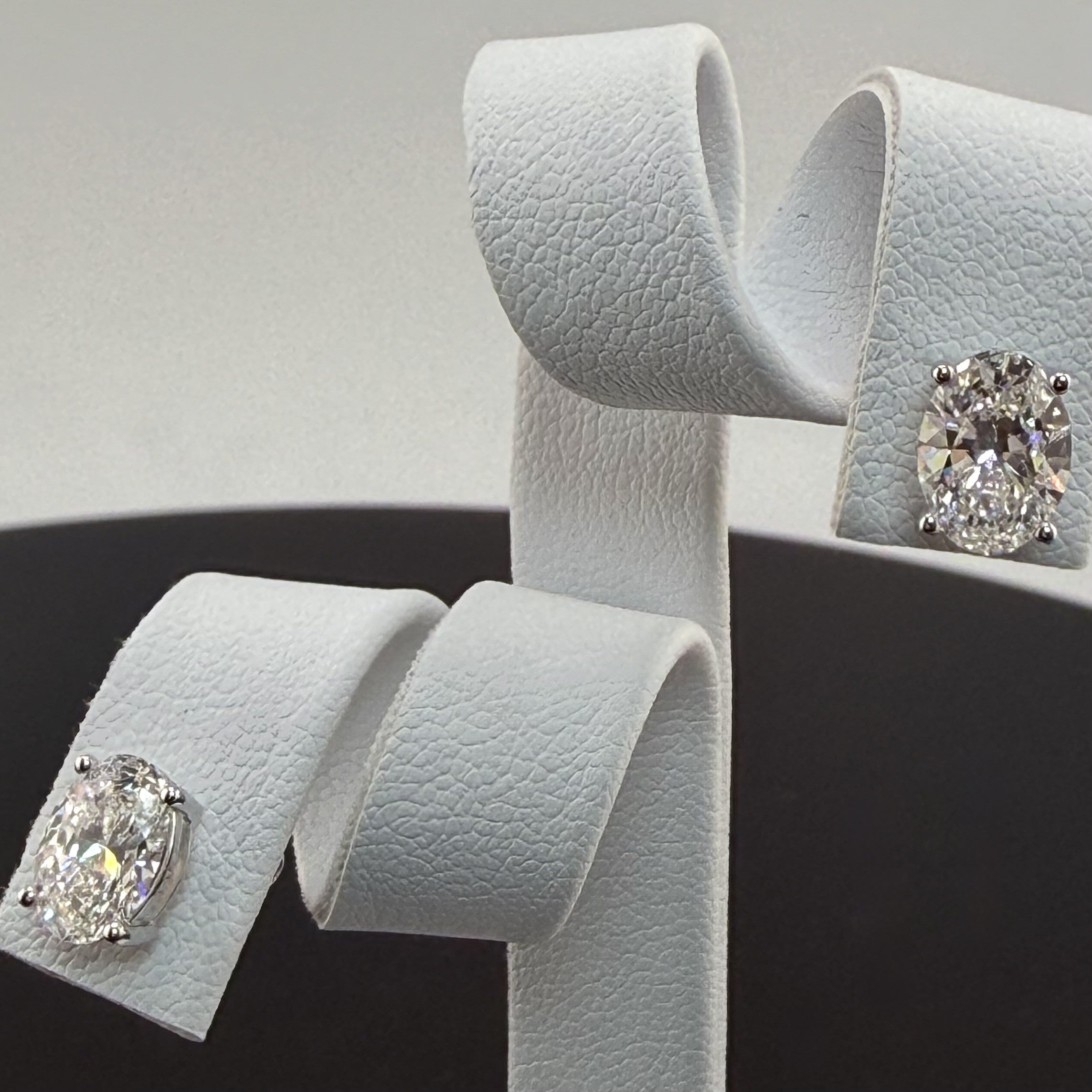Oval Cut Lab Grown Diamond Stud Earrings | 2.1cttw IGI Certified | 14K White Gold