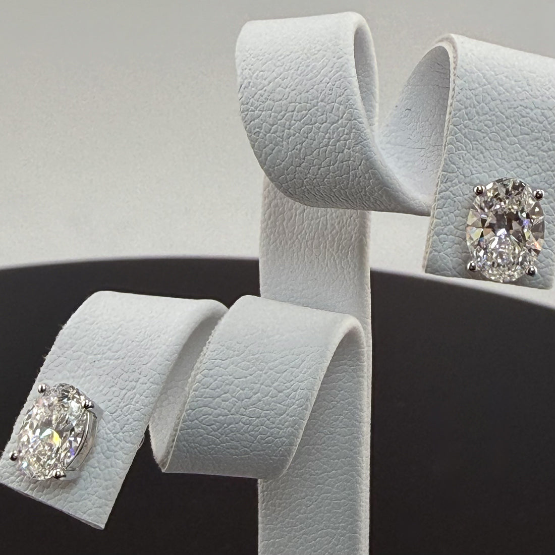 Oval Cut Lab Grown Diamond Stud Earrings | 2.1cttw IGI Certified | 14K White Gold