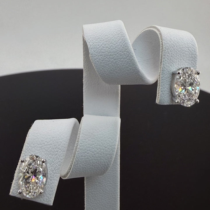 3.12cttw Oval IGI Certified Lab Grown Diamond Stud 14K White Gold Earrings
