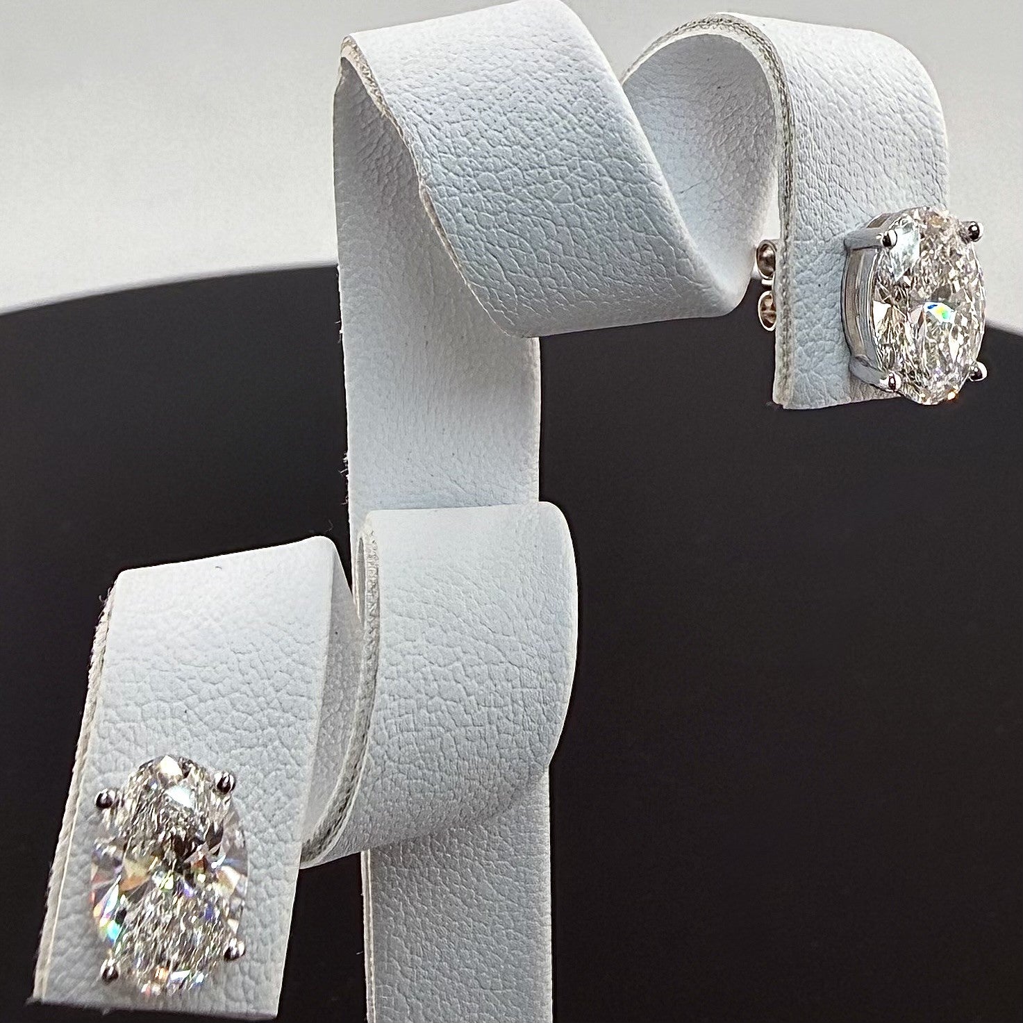 Oval Cut Lab Grown Diamond Stud Earrings | 3.12cttw IGI Certified | 14K White Gold