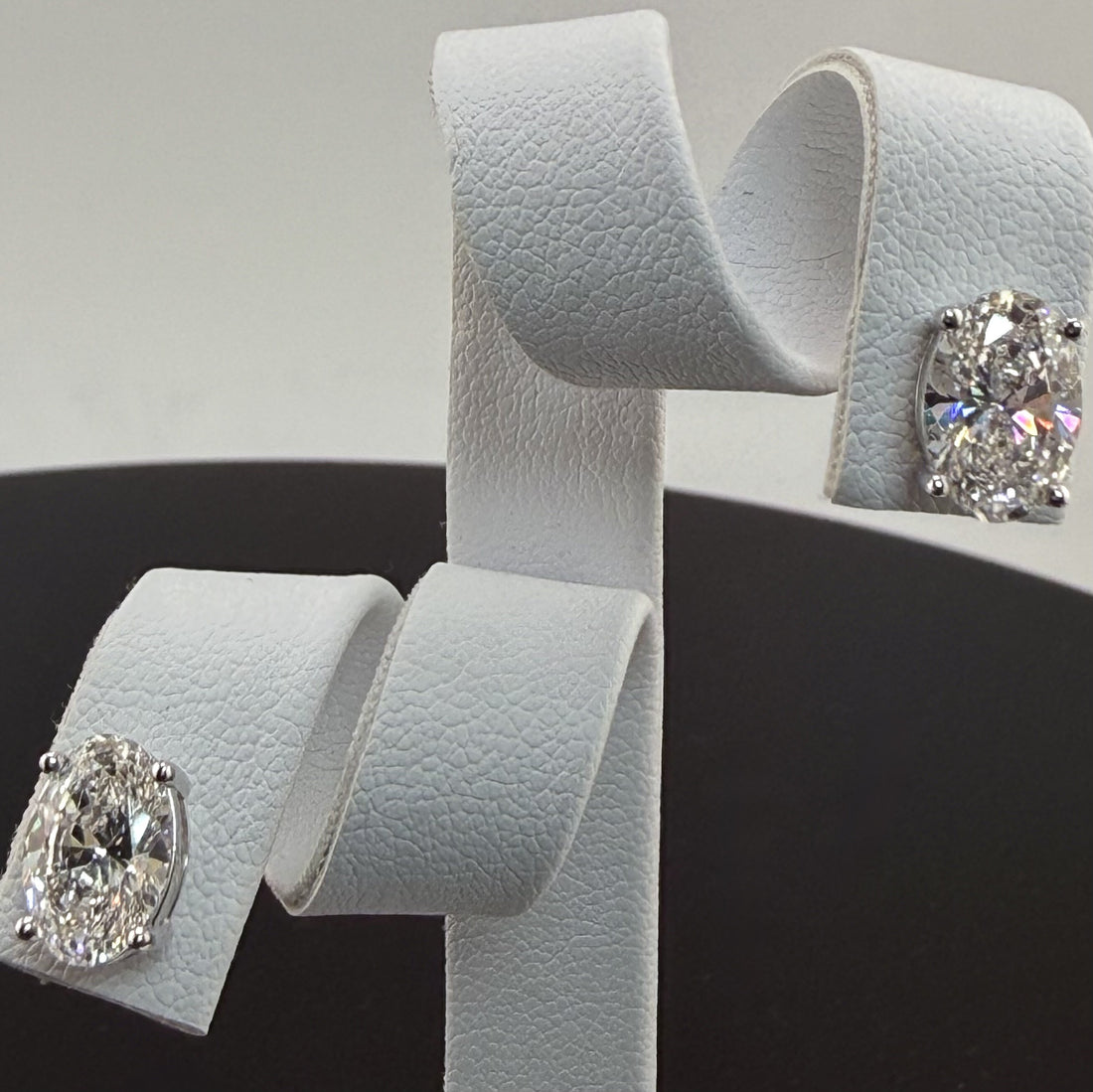 Oval Cut Lab Grown Diamond Stud Earrings | 3.12cttw IGI Certified | 14K White Gold