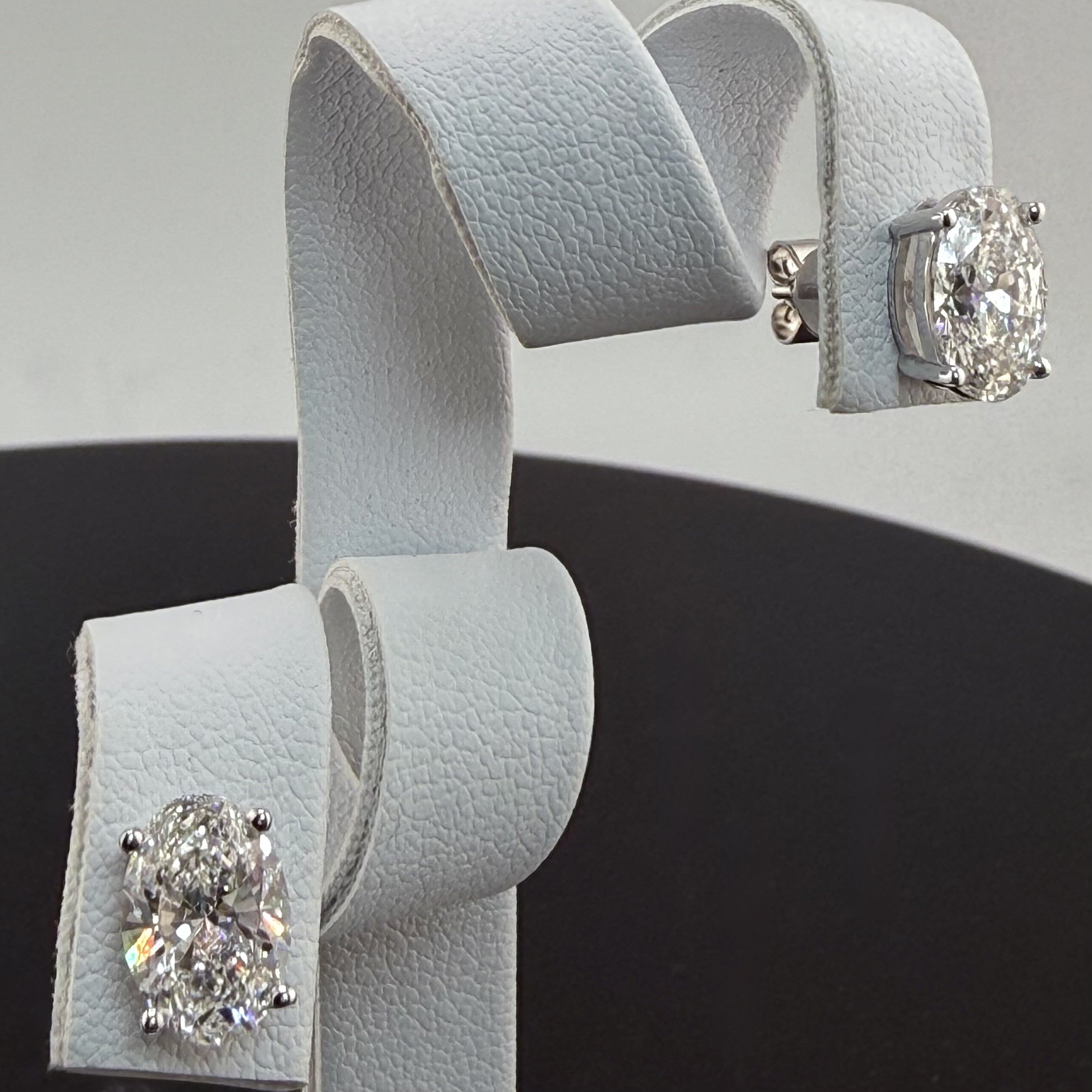 Oval Cut Lab Grown Diamond Stud Earrings | 3.12cttw IGI Certified | 14K White Gold