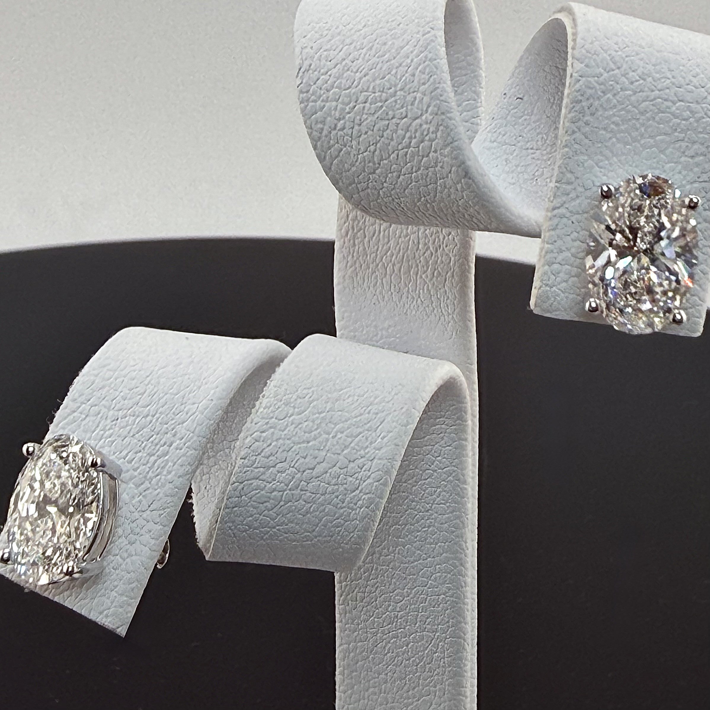 Oval Cut Lab Grown Diamond Stud Earrings | 3.12cttw IGI Certified | 14K White Gold