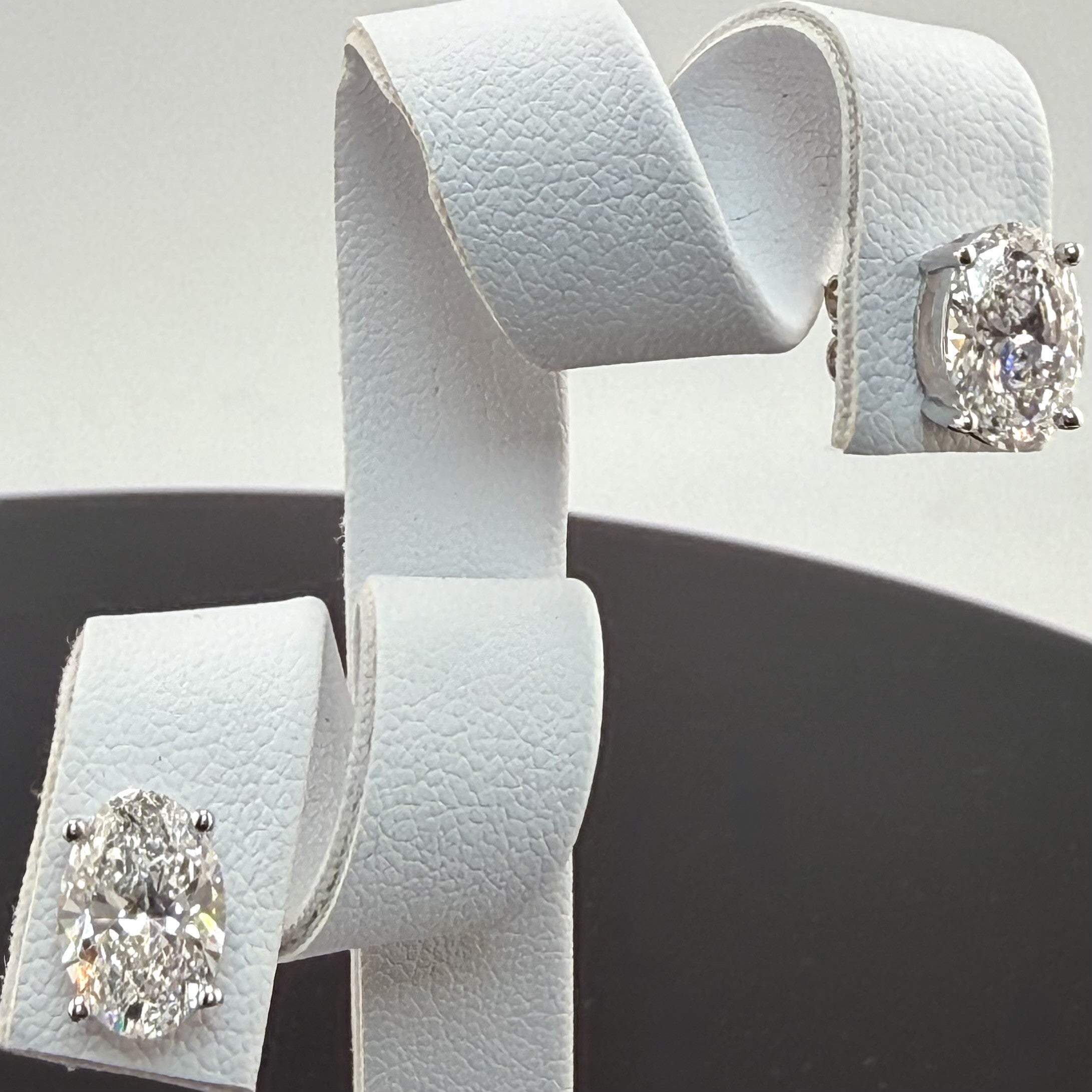 Oval Cut Lab Grown Diamond Stud Earrings | 3.12cttw IGI Certified | 14K White Gold