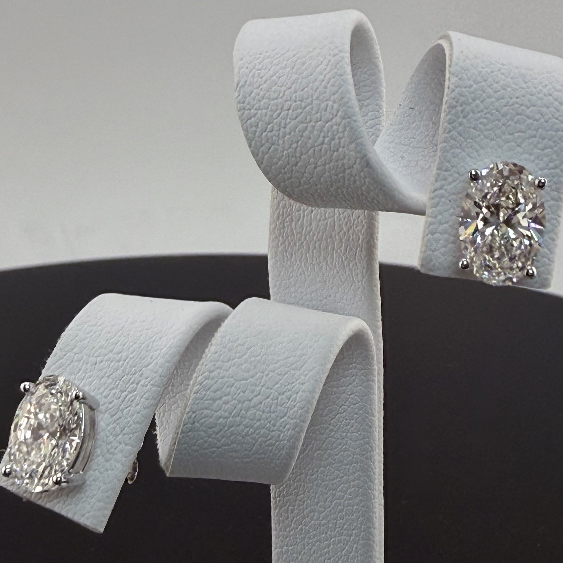 Oval Cut Lab Grown Diamond Stud Earrings | 3.12cttw IGI Certified | 14K White Gold
