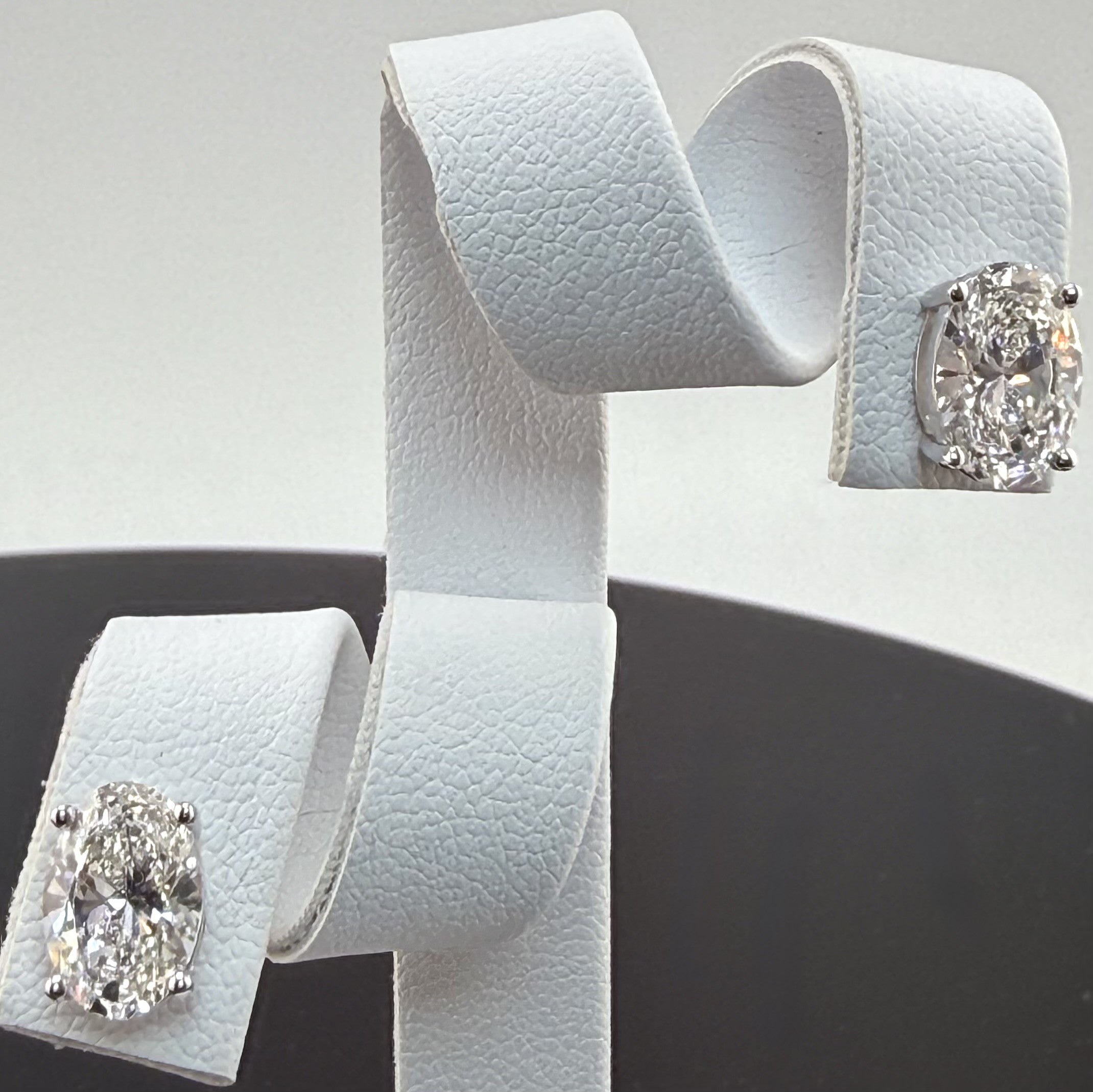 Oval Cut Lab Grown Diamond Stud Earrings | 3.12cttw IGI Certified | 14K White Gold