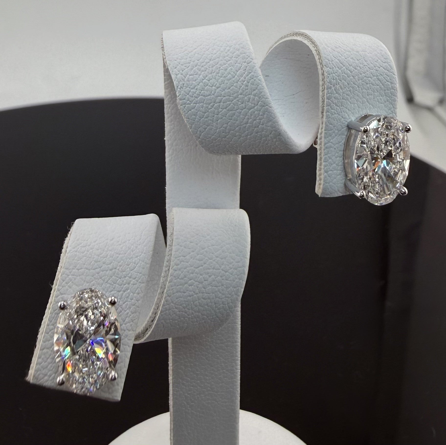 Oval Cut Lab Grown Diamond Stud Earrings in 14K White Gold IGI Certified - conflict-free lab created diamond