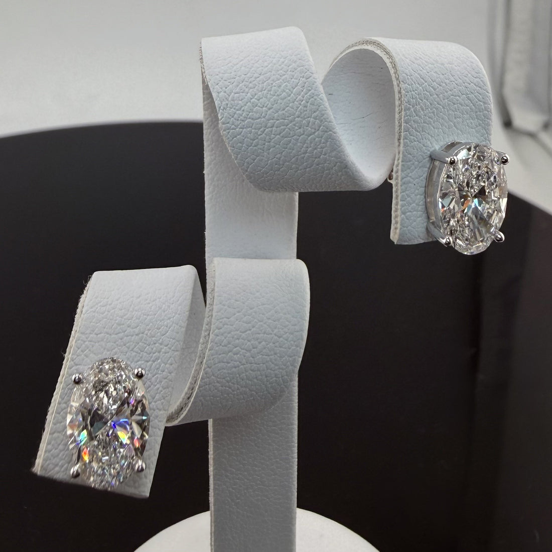 Oval Cut Lab Grown Diamond Stud Earrings in 14K White Gold IGI Certified - conflict-free lab created diamond