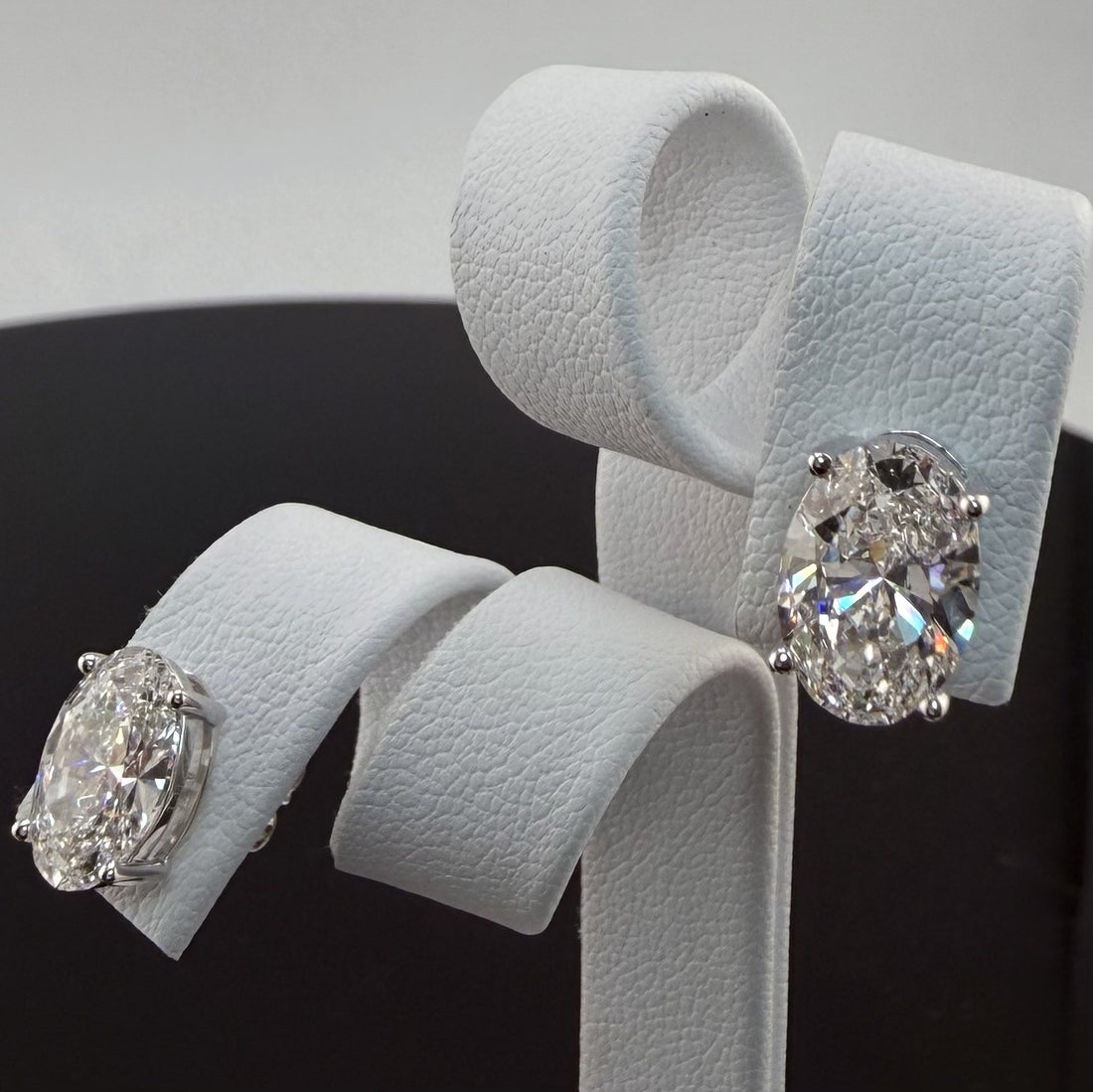 Oval Cut Lab Grown Diamond Stud Earrings in 14K White Gold IGI Certified - ethical lab diamond fine jewelry