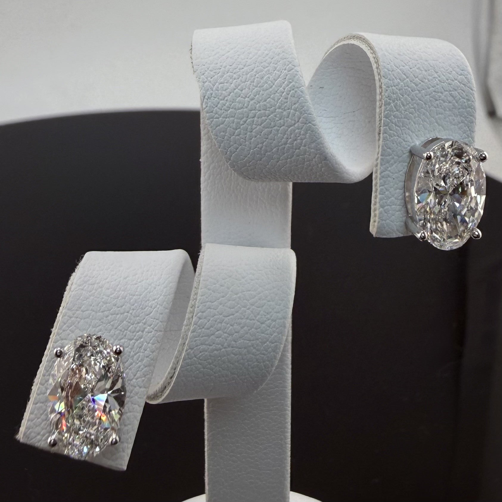 Oval Cut Lab Grown Diamond Stud Earrings in 14K White Gold IGI Certified - lab grown diamond gift for her