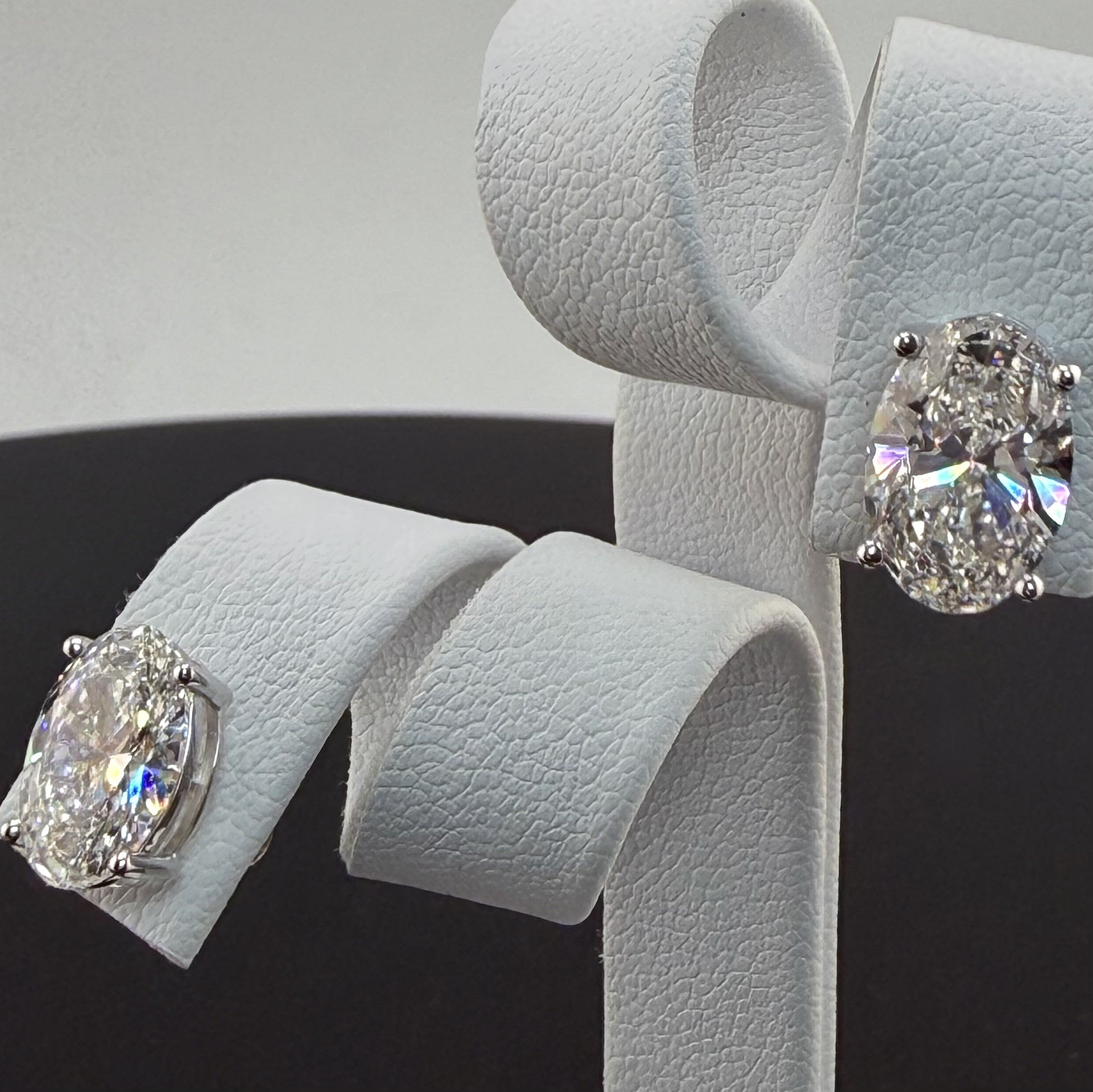 Oval Cut Lab Grown Diamond Stud Earrings in 14K White Gold IGI Certified - sustainable lab grown diamond