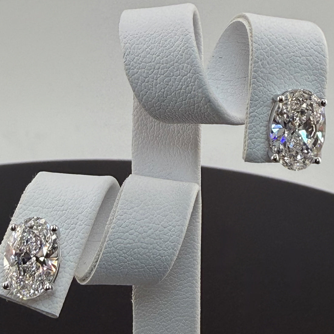 Oval Cut Lab Grown Diamond Stud Earrings in 14K White Gold IGI Certified - lab grown diamond jewelry by Native Jewel