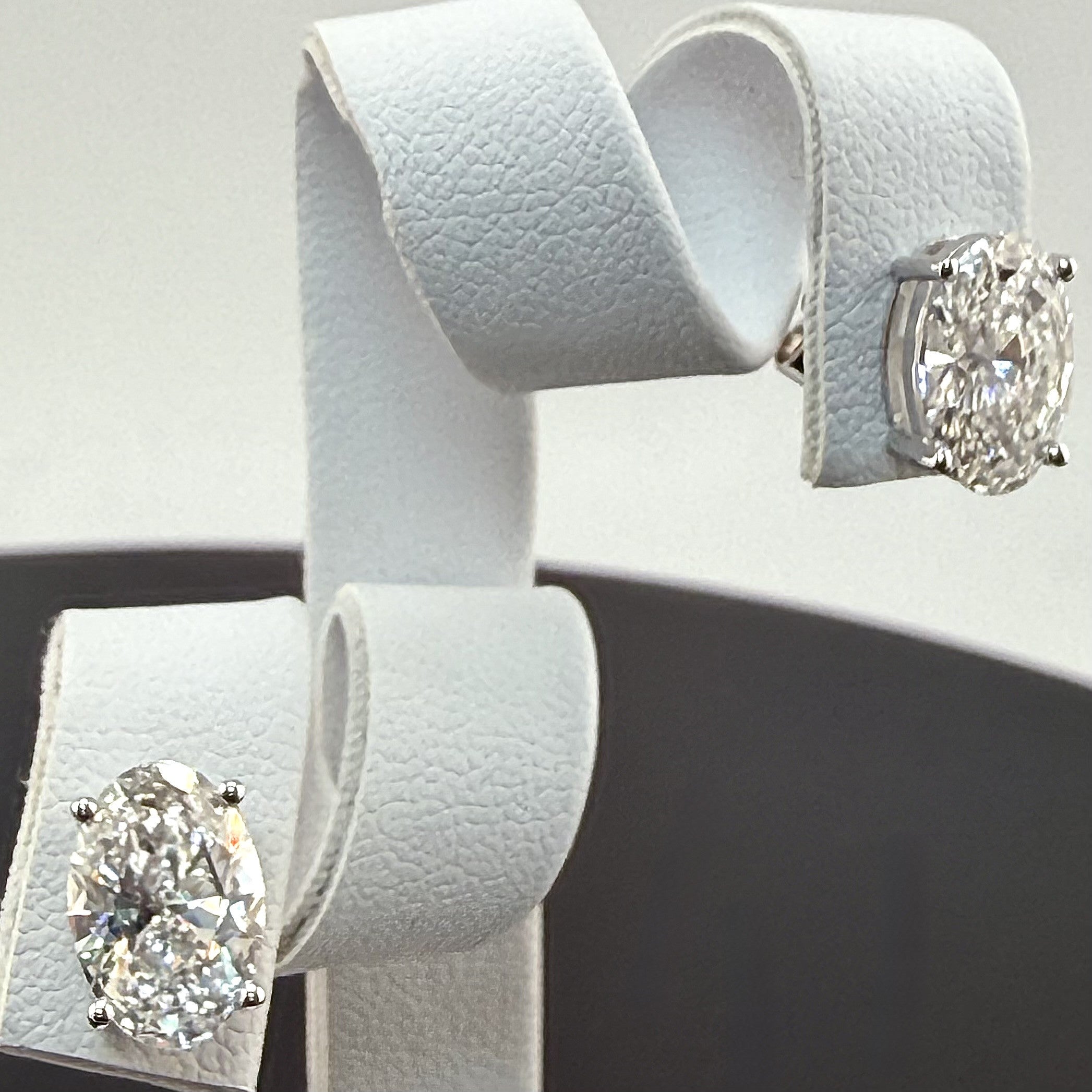 Oval Cut Lab Grown Diamond Stud Earrings in 14K White Gold IGI Certified - conflict-free lab created diamond