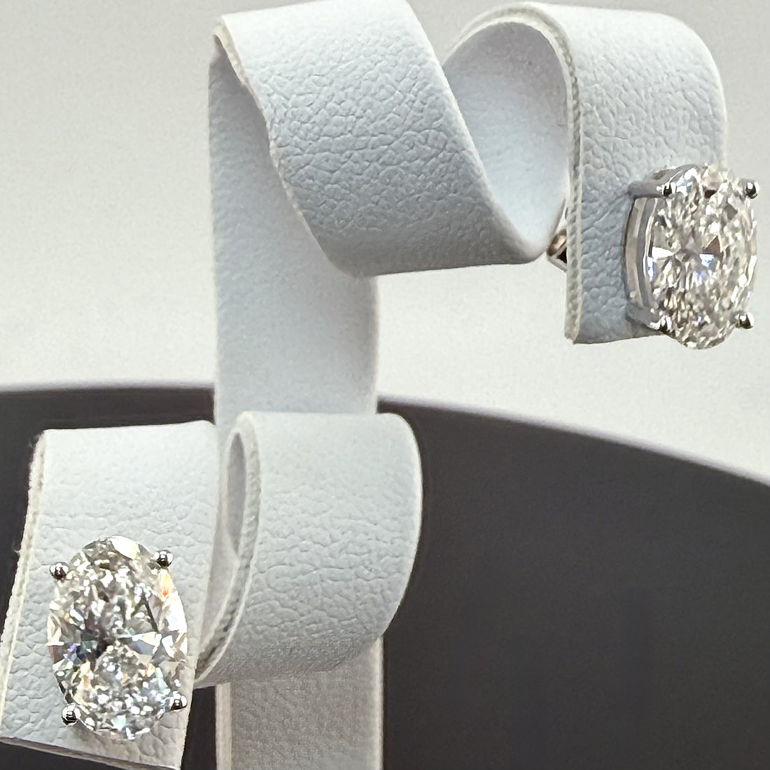 Oval Cut Lab Grown Diamond Stud Earrings in 14K White Gold IGI Certified - conflict-free lab created diamond
