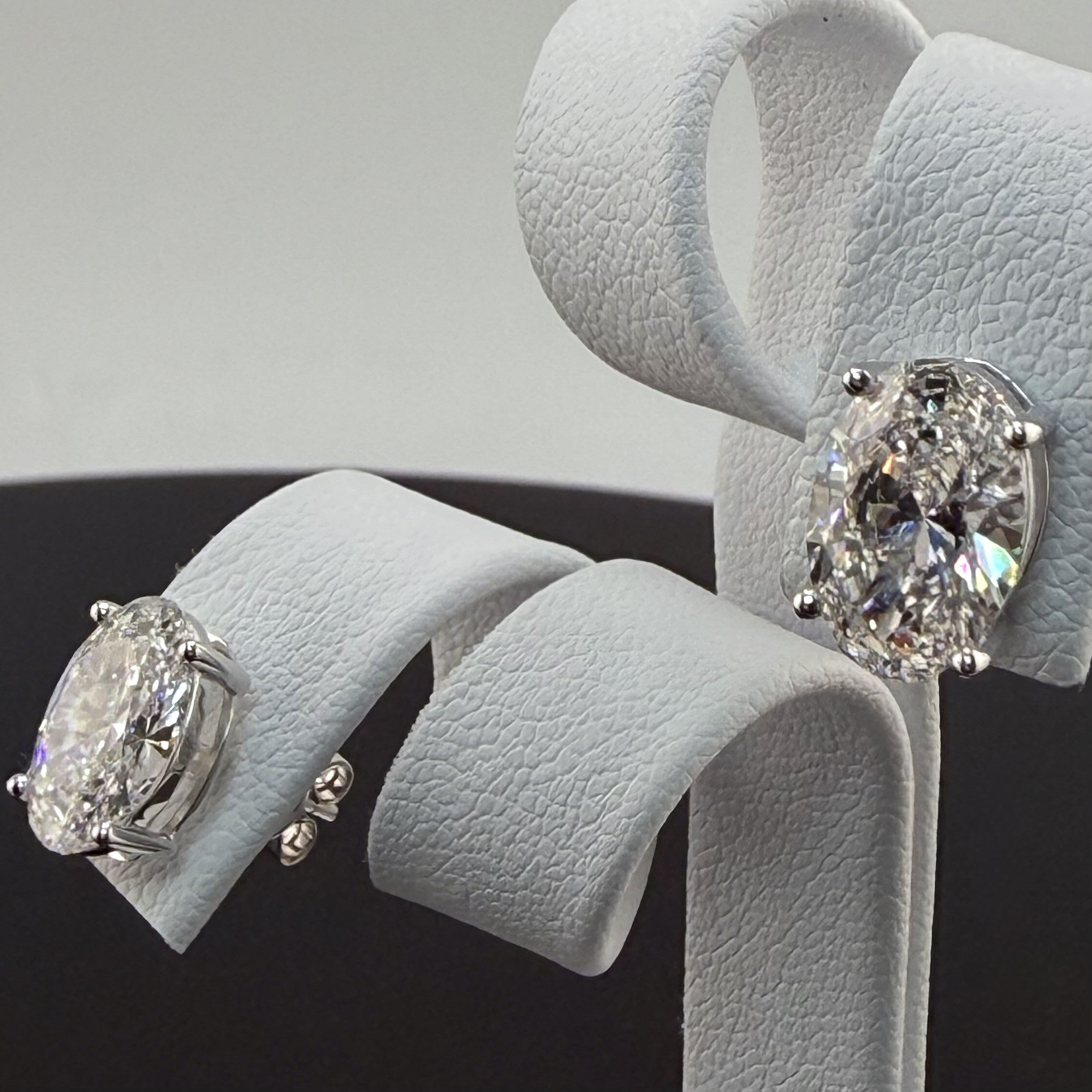 Oval Cut Lab Grown Diamond Stud Earrings in 14K White Gold IGI Certified - ethical lab diamond fine jewelry