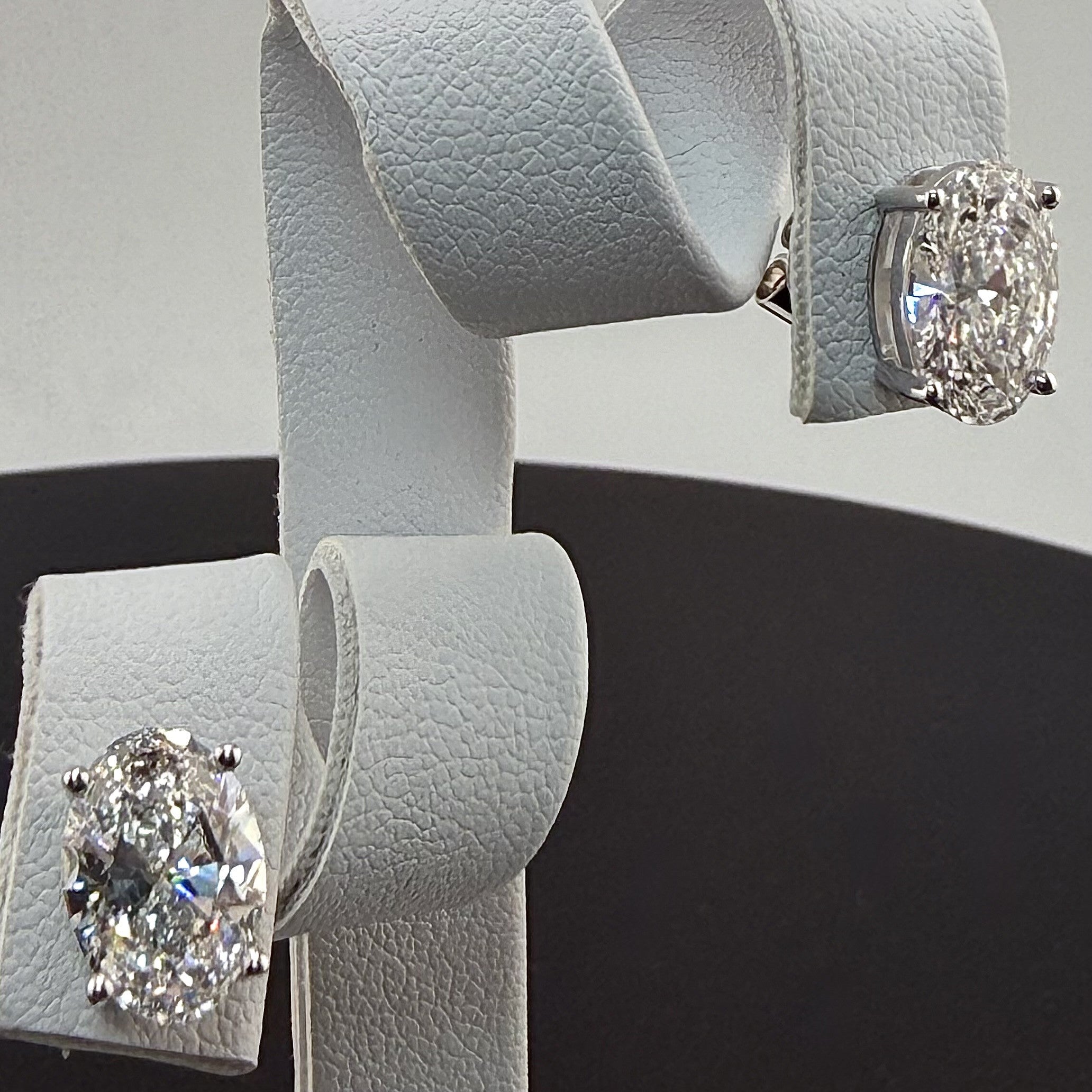 Oval Cut Lab Grown Diamond Stud Earrings in 14K White Gold IGI Certified - lab grown diamond gift for her