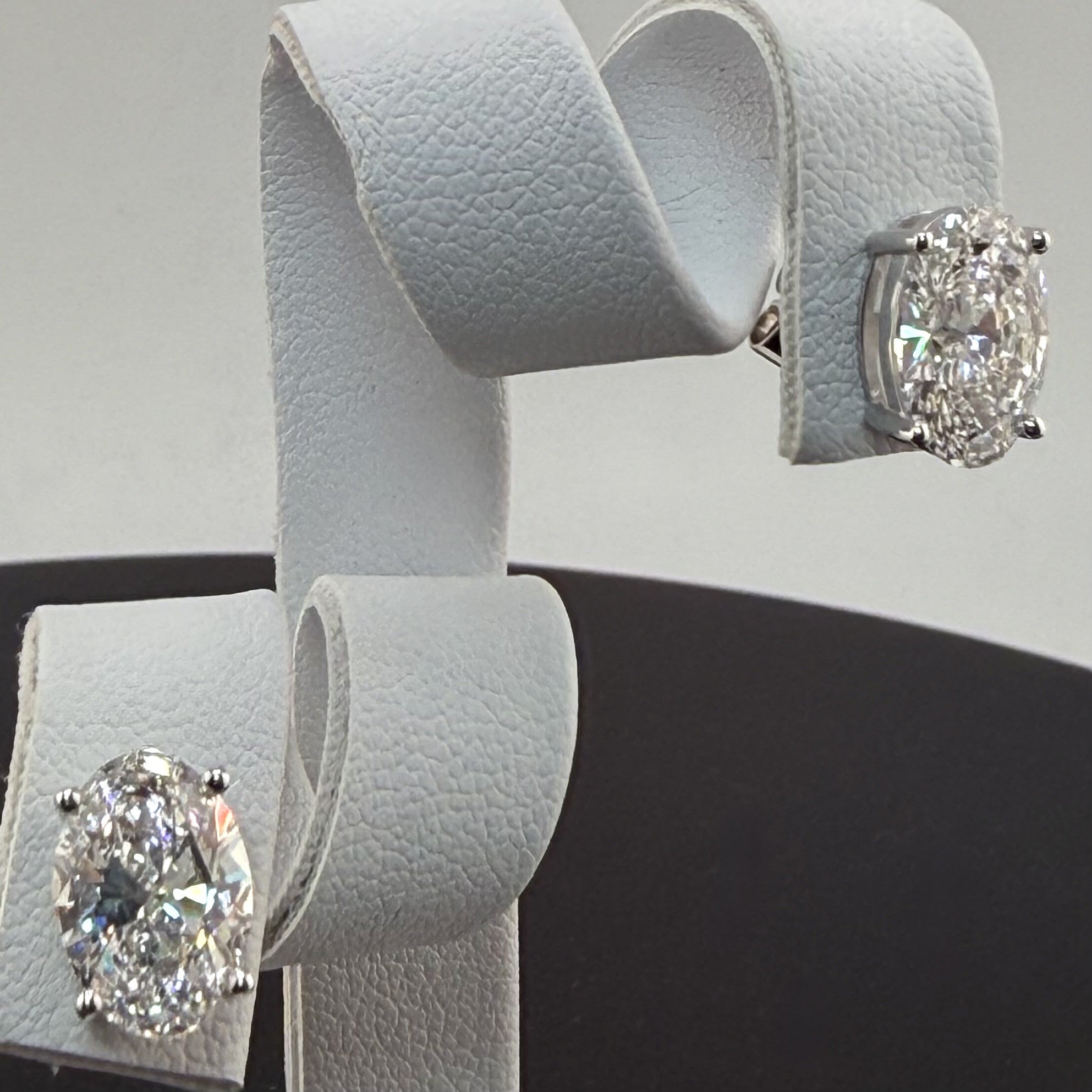 Oval Cut Lab Grown Diamond Stud Earrings in 14K White Gold IGI Certified - sustainable lab grown diamond