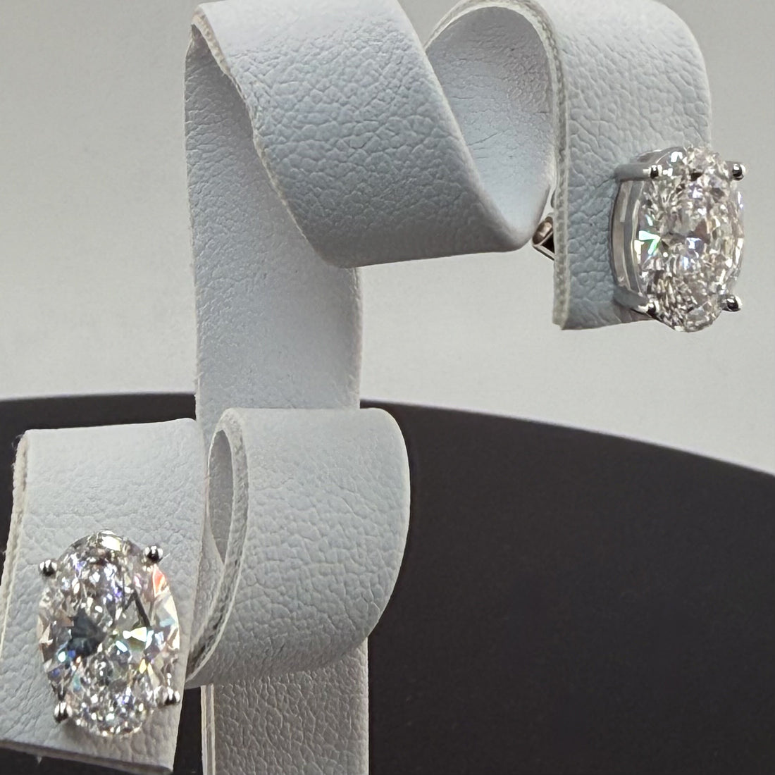 Oval Cut Lab Grown Diamond Stud Earrings in 14K White Gold IGI Certified - sustainable lab grown diamond