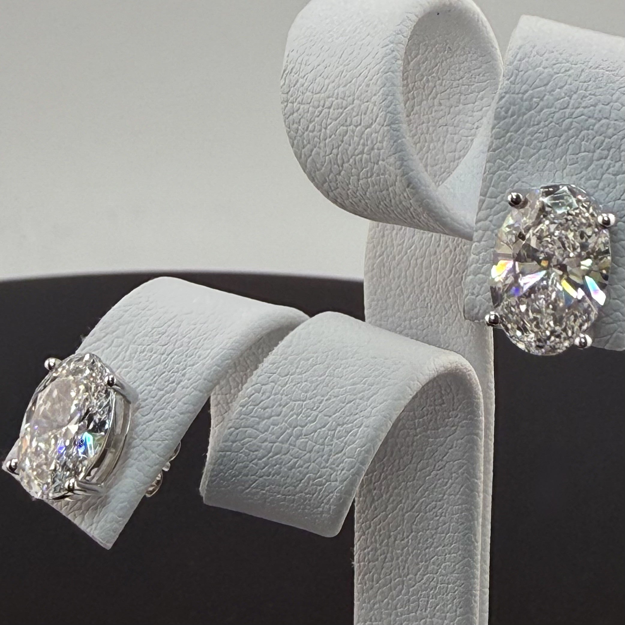 Oval Cut Lab Grown Diamond Stud Earrings in 14K White Gold IGI Certified - lab grown diamond jewelry by Native Jewel