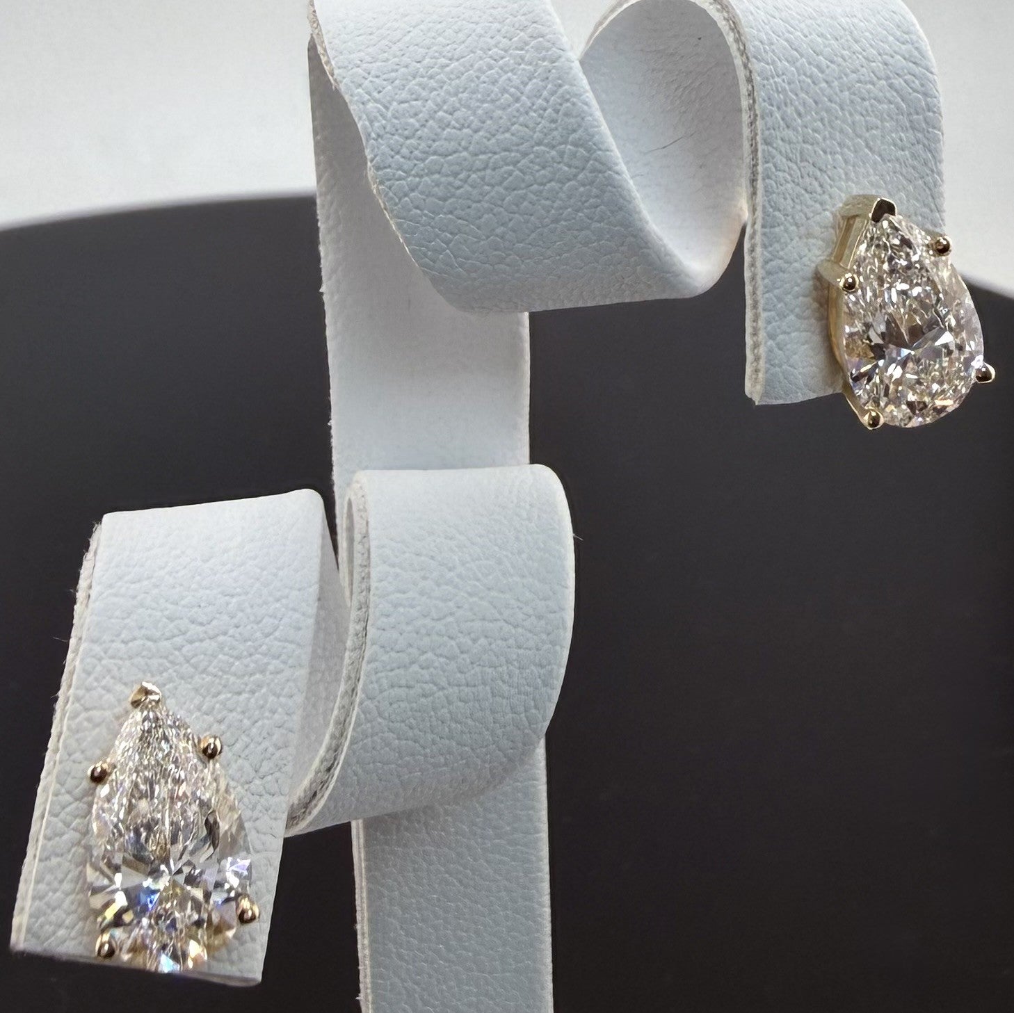 Pear Cut Lab Grown Diamond Stud Earrings | 3.1cttw IGI Certified | 14K Yellow Gold