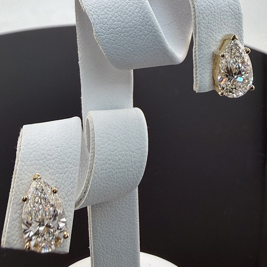 Pear Cut Lab Grown Diamond Stud Earrings | 3.1cttw IGI Certified | 14K Yellow Gold