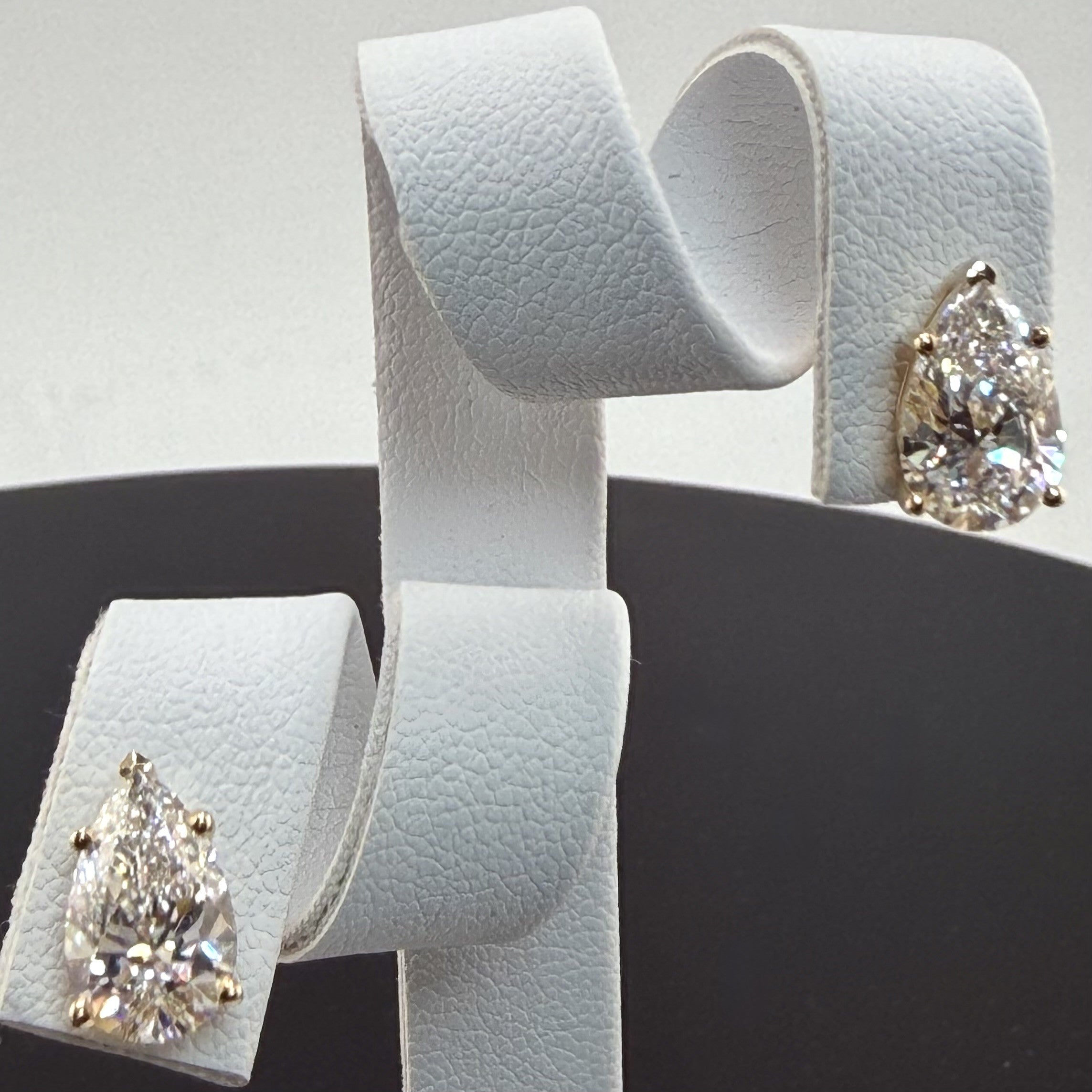 Pear Cut Lab Grown Diamond Stud Earrings | 3.1cttw IGI Certified | 14K Yellow Gold