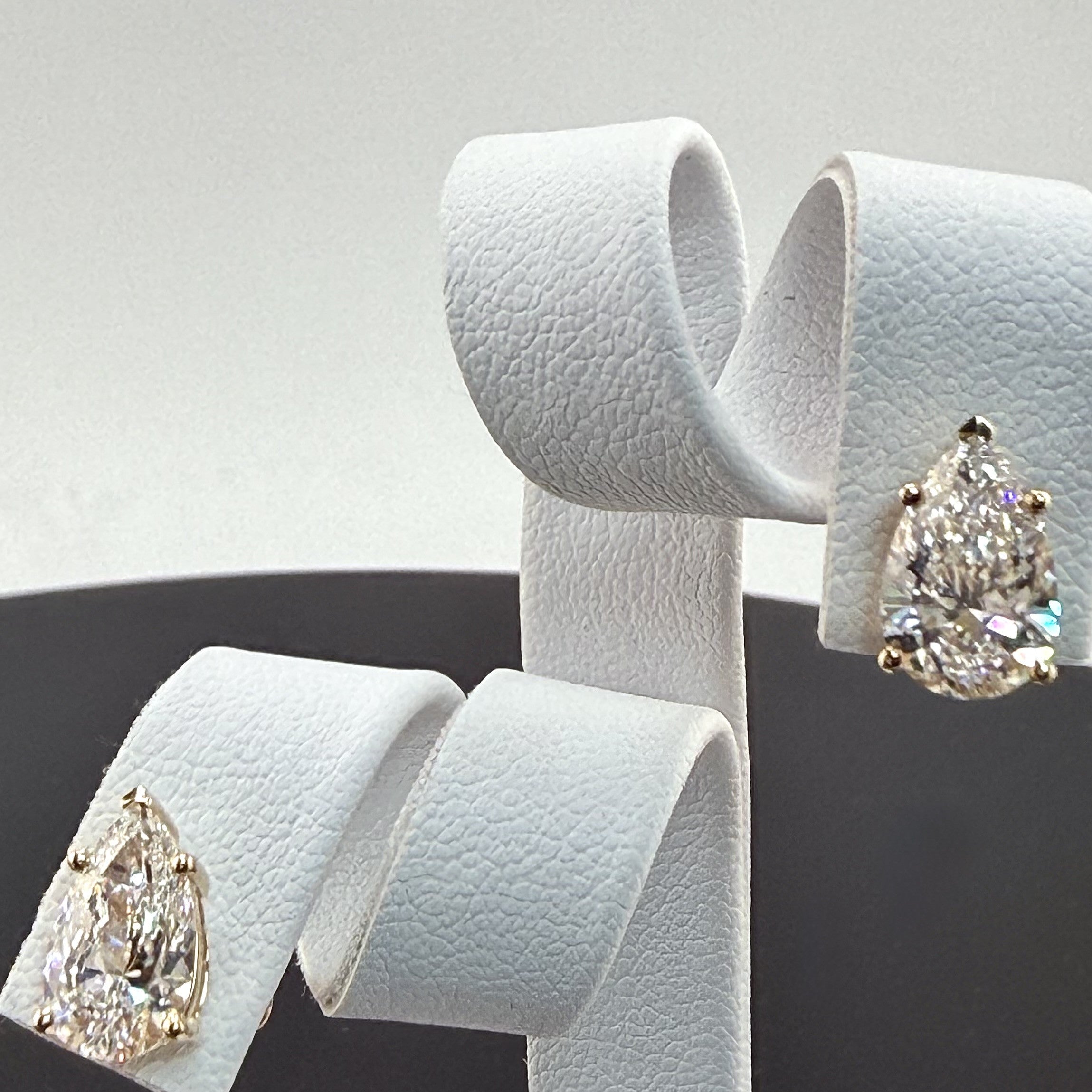 Pear Cut Lab Grown Diamond Stud Earrings | 3.1cttw IGI Certified | 14K Yellow Gold