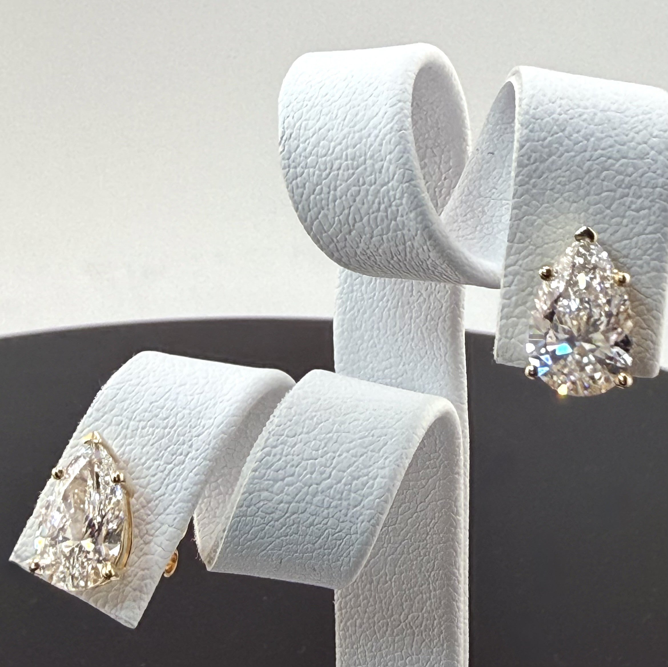 Pear Cut Lab Grown Diamond Stud Earrings | 3.1cttw IGI Certified | 14K Yellow Gold