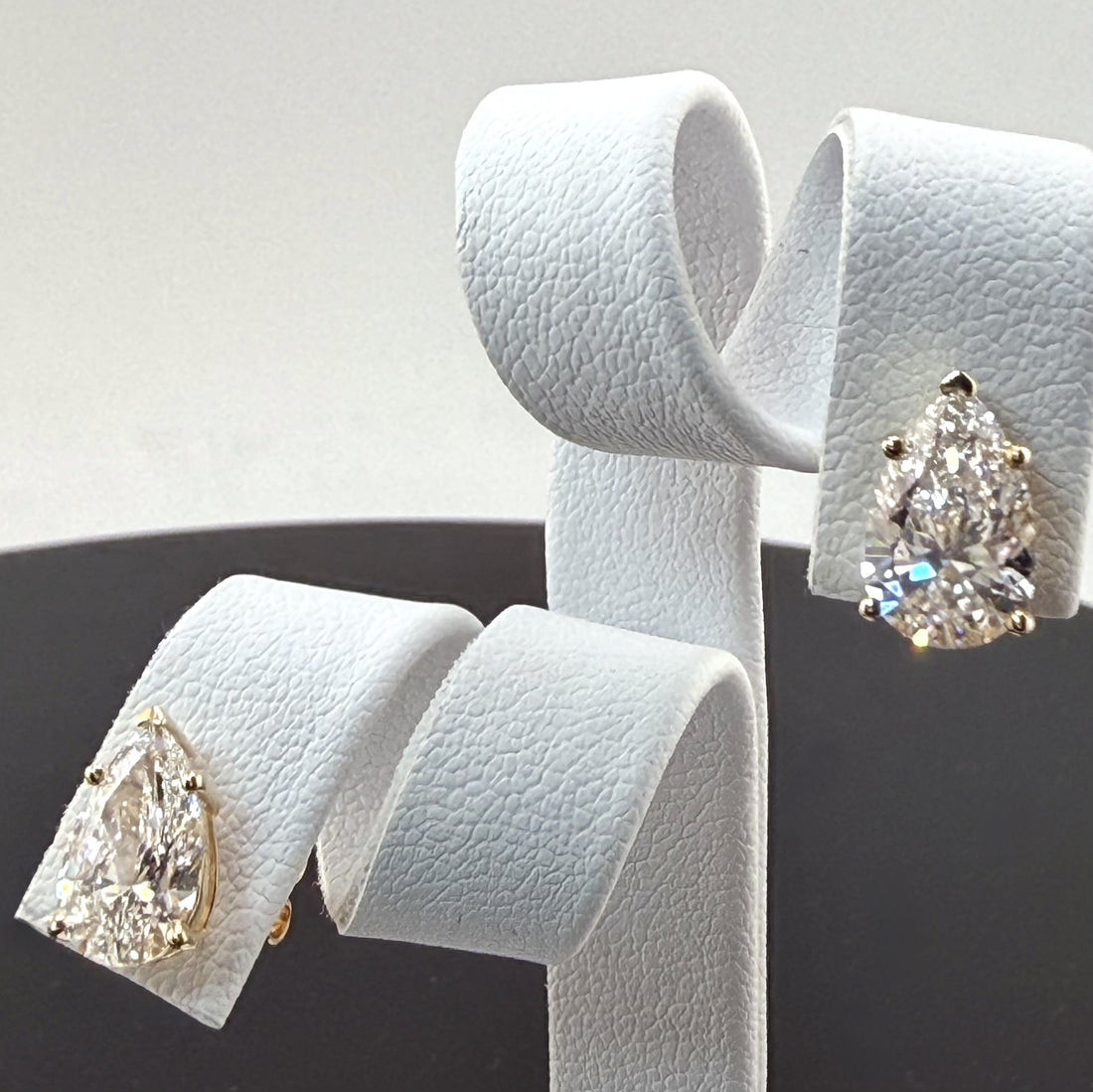 Pear Cut Lab Grown Diamond Stud Earrings | 3.1cttw IGI Certified | 14K Yellow Gold