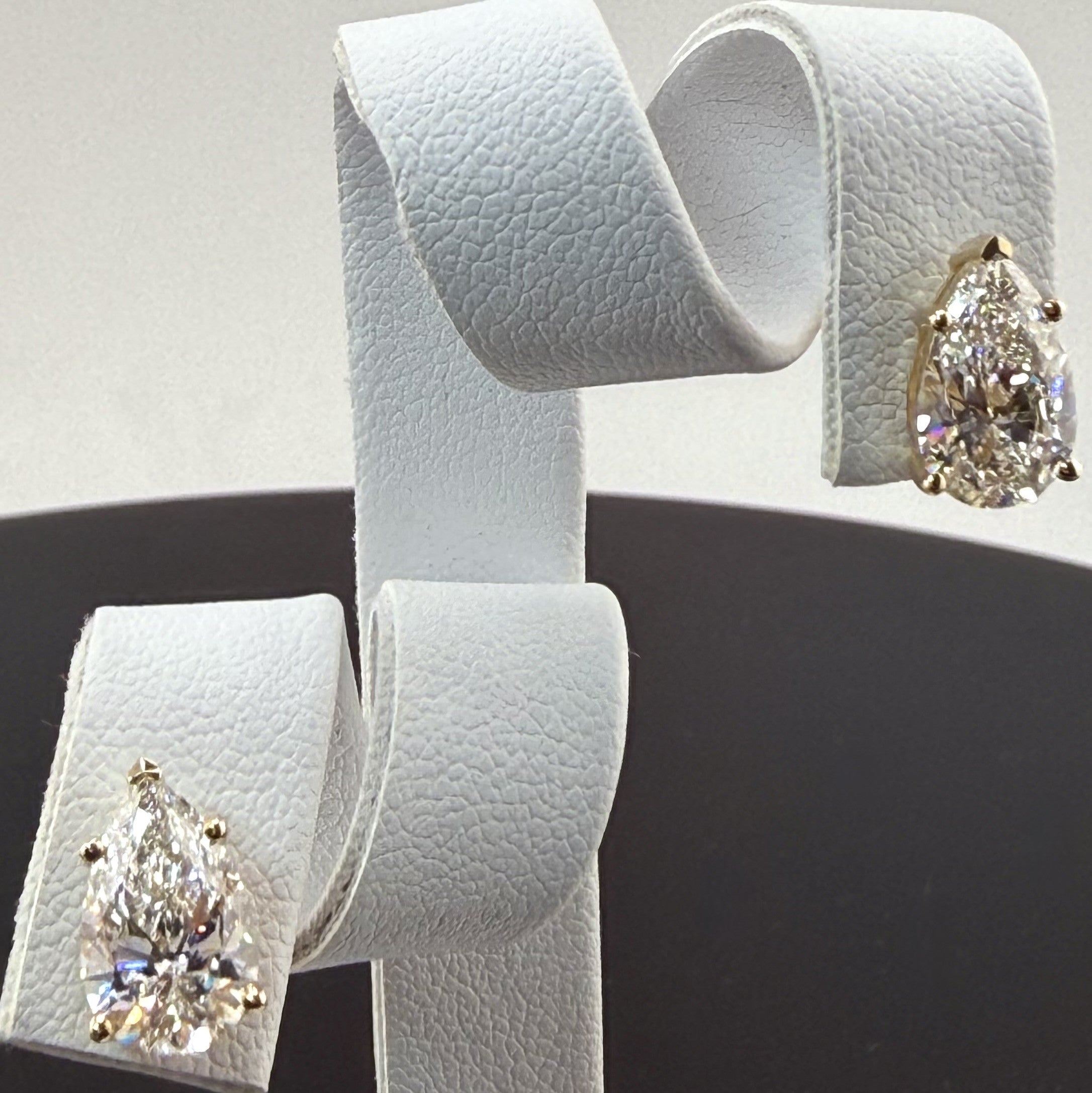 Pear Cut Lab Grown Diamond Stud Earrings | 3.1cttw IGI Certified | 14K Yellow Gold