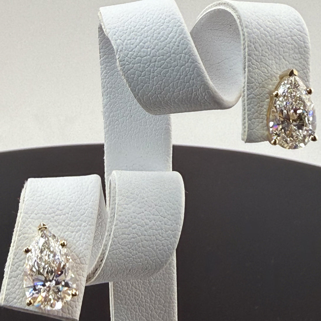 Pear Cut Lab Grown Diamond Stud Earrings | 3.1cttw IGI Certified | 14K Yellow Gold