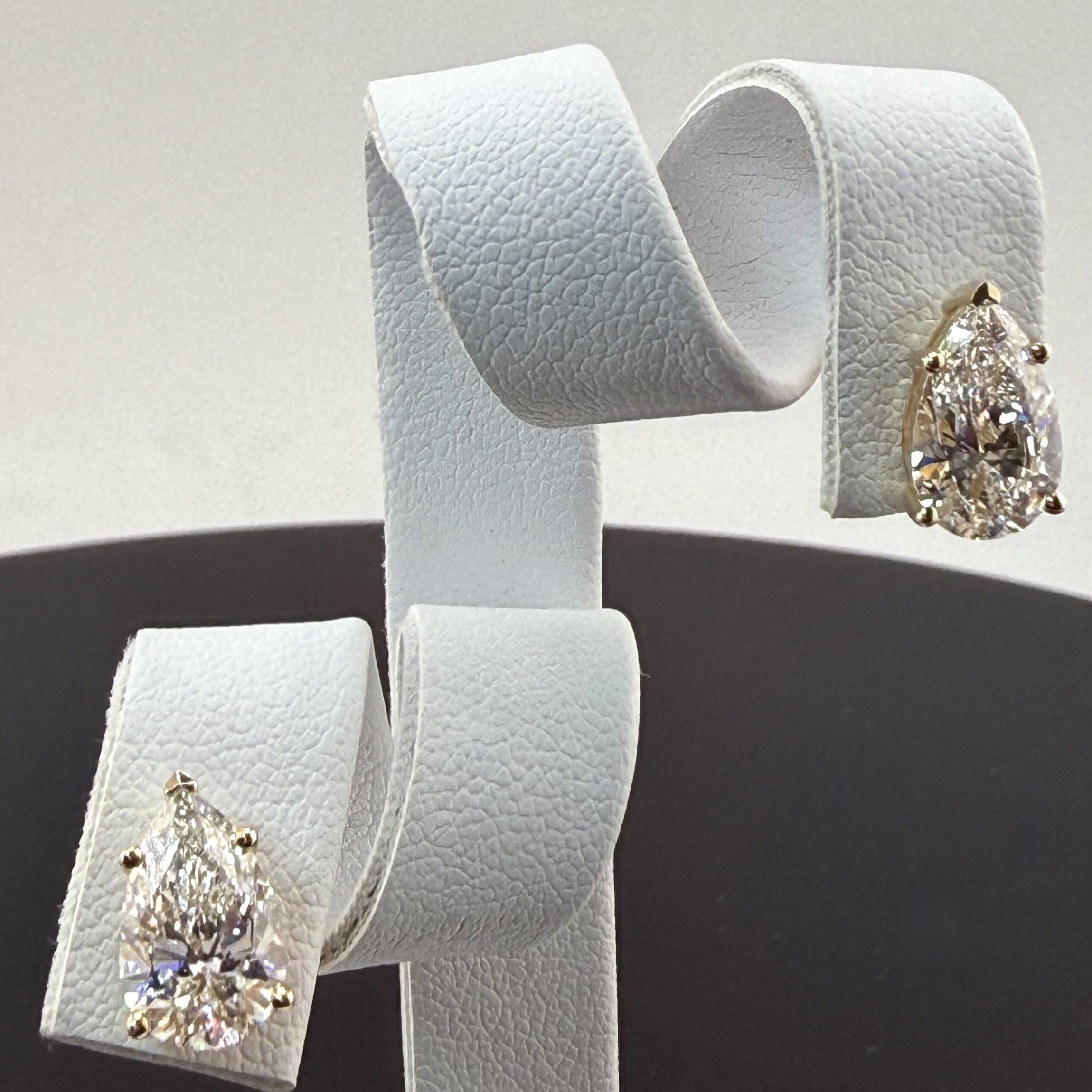 Pear Cut Lab Grown Diamond Stud Earrings | 3.1cttw IGI Certified | 14K Yellow Gold