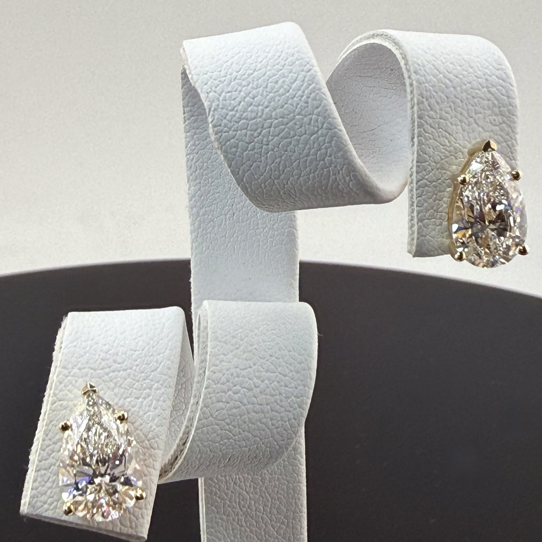 Pear Cut Lab Grown Diamond Stud Earrings | 3.1cttw IGI Certified | 14K Yellow Gold