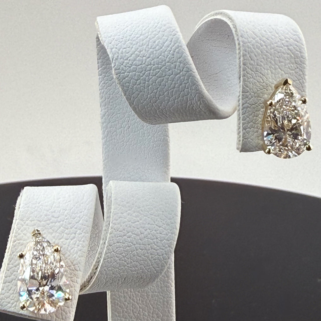 Pear Cut Lab Grown Diamond Stud Earrings | 3.1cttw IGI Certified | 14K Yellow Gold