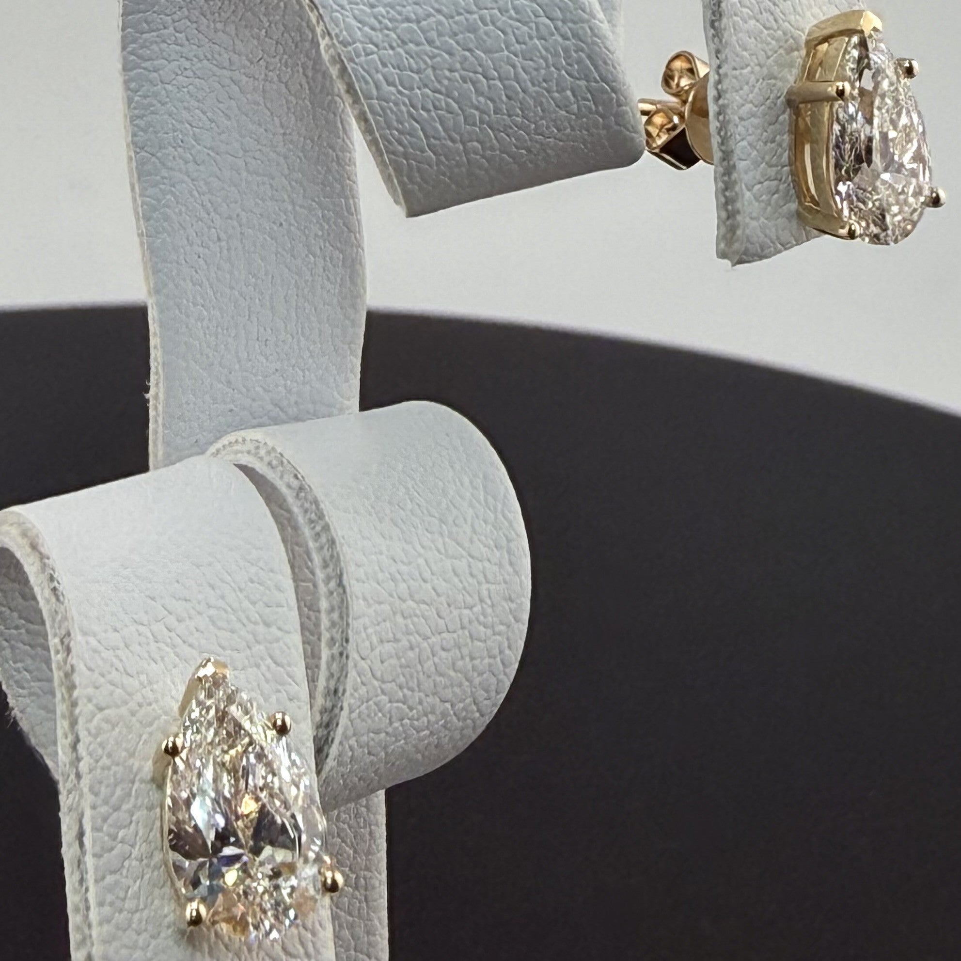 Pear Cut Lab Grown Diamond Stud Earrings | 2.18cttw IGI Certified | 14K Yellow Gold