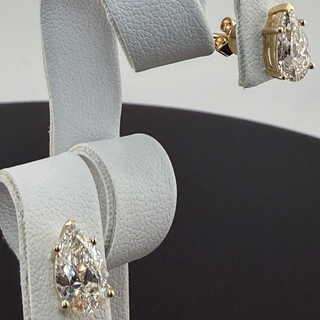 Pear Cut Lab Grown Diamond Stud Earrings | 4.08cttw IGI Certified | 14K Yellow Gold