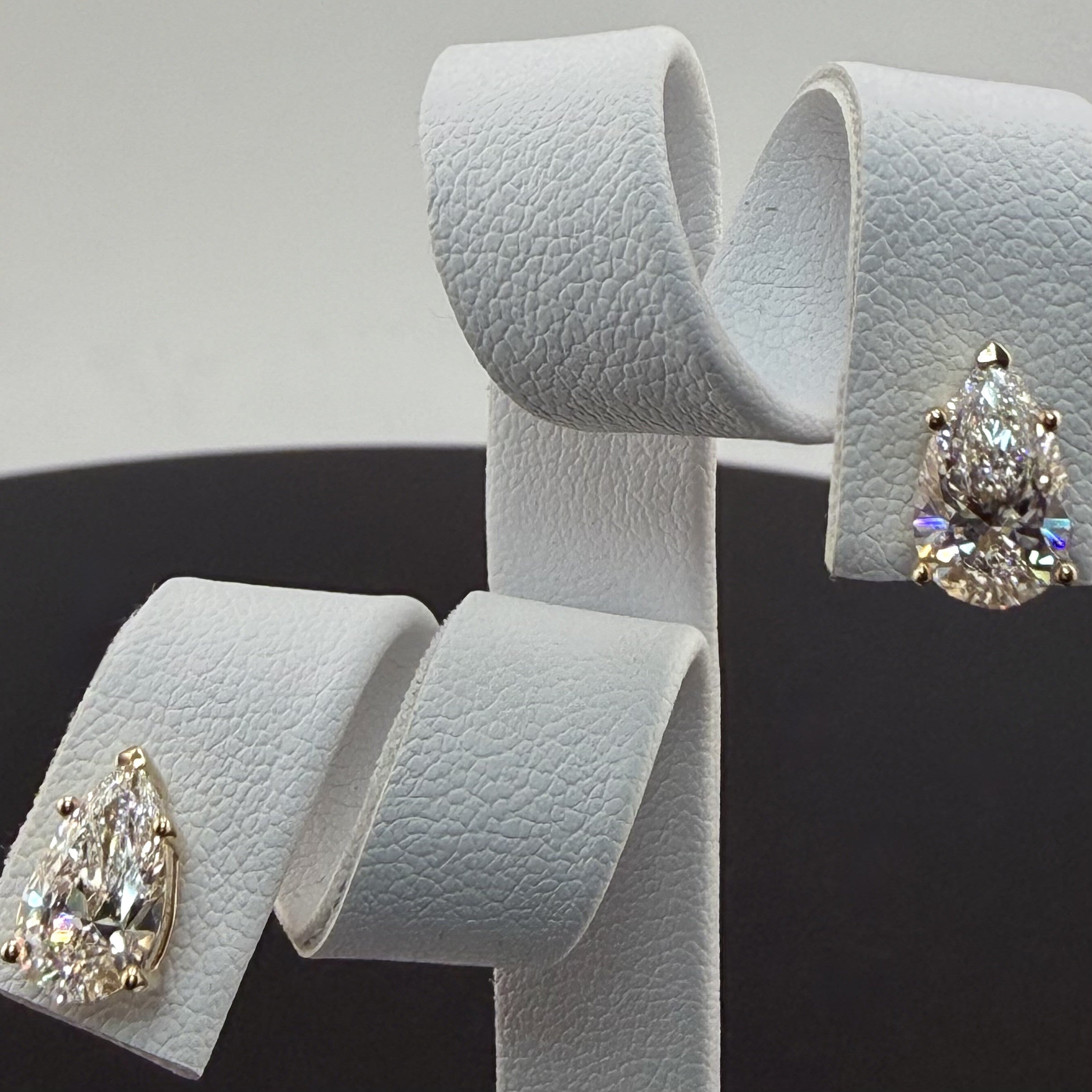 Pear Cut Lab Grown Diamond Stud Earrings | 2.18cttw IGI Certified | 14K Yellow Gold