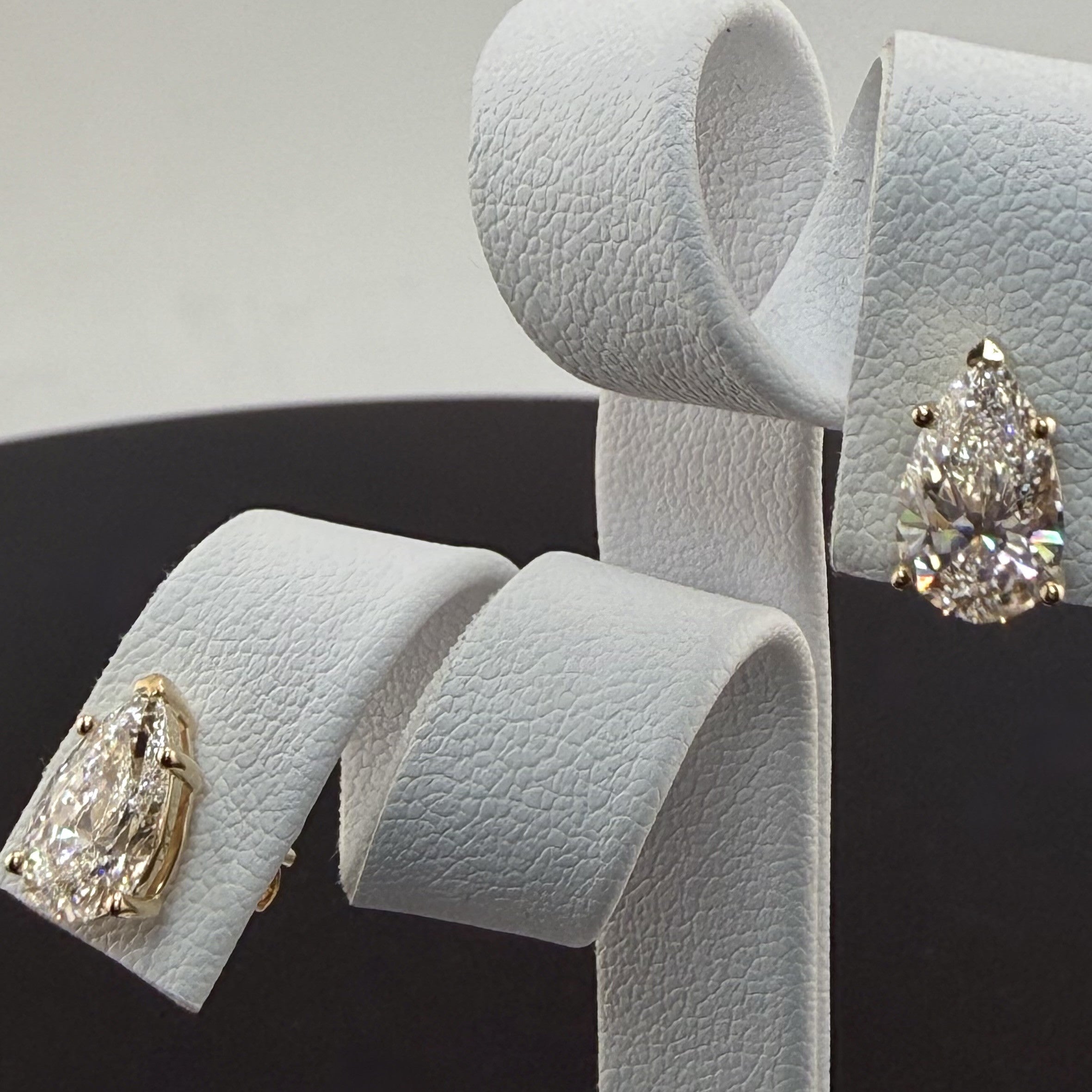 Pear Cut Lab Grown Diamond Stud Earrings | 2.18cttw IGI Certified | 14K Yellow Gold
