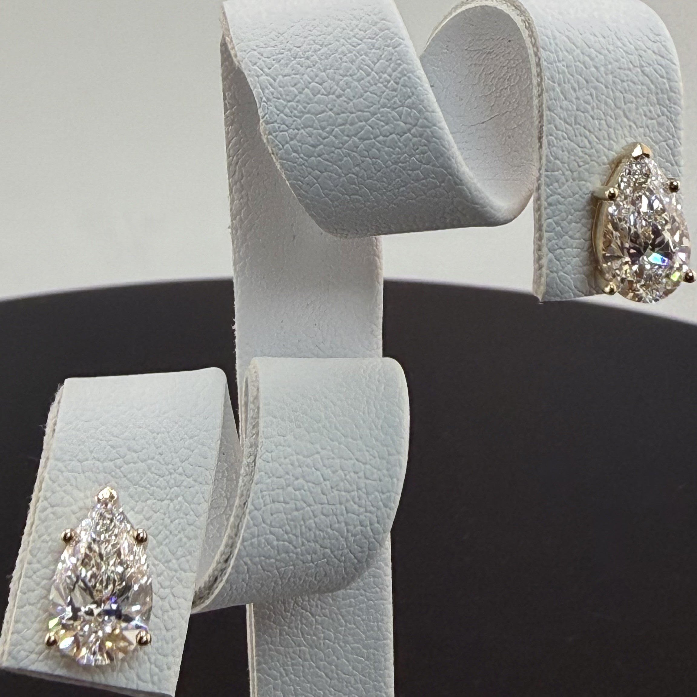 Pear Cut Lab Grown Diamond Stud Earrings | 4.08cttw IGI Certified | 14K Yellow Gold