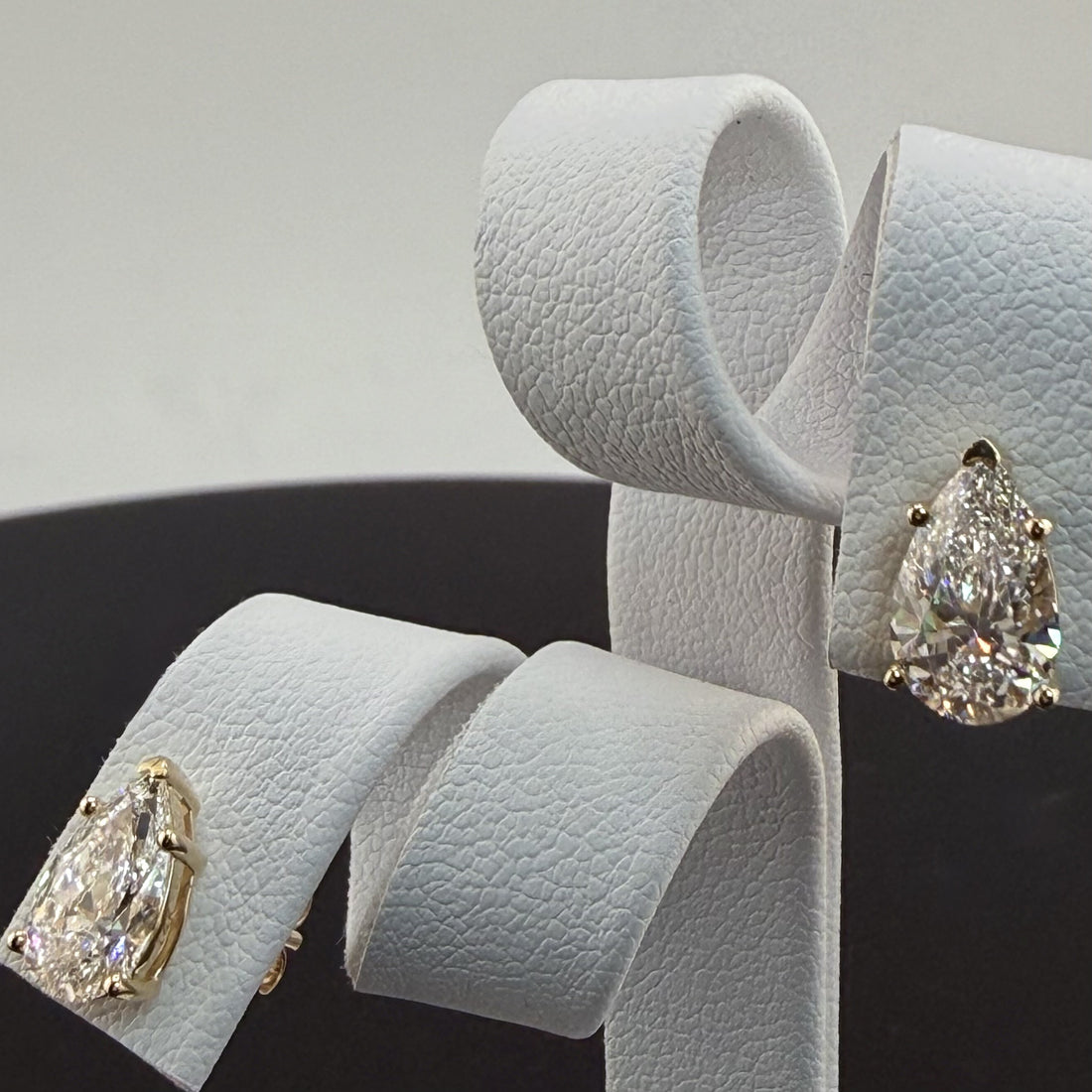 Pear Cut Lab Grown Diamond Stud Earrings | 2.18cttw IGI Certified | 14K Yellow Gold
