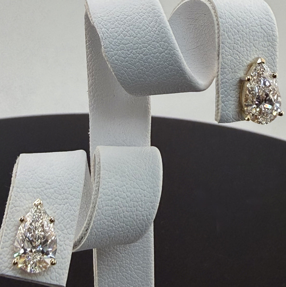 Pear Cut Lab Grown Diamond Stud Earrings | 2.18cttw IGI Certified | 14K Yellow Gold