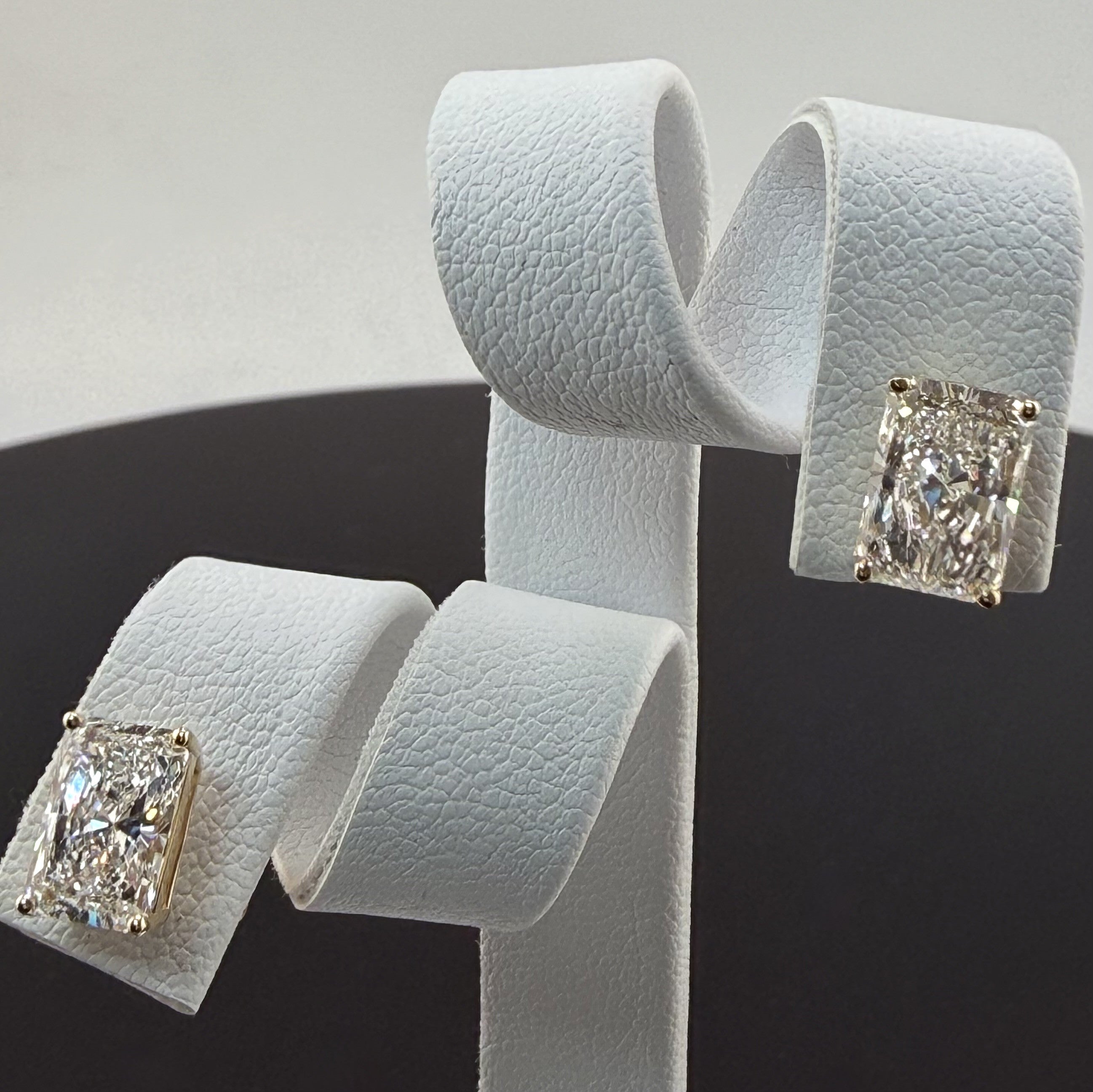 Radiant Cut Lab Grown Diamond Stud Earrings | 3.16cttw IGI Certified | 14K Yellow Gold