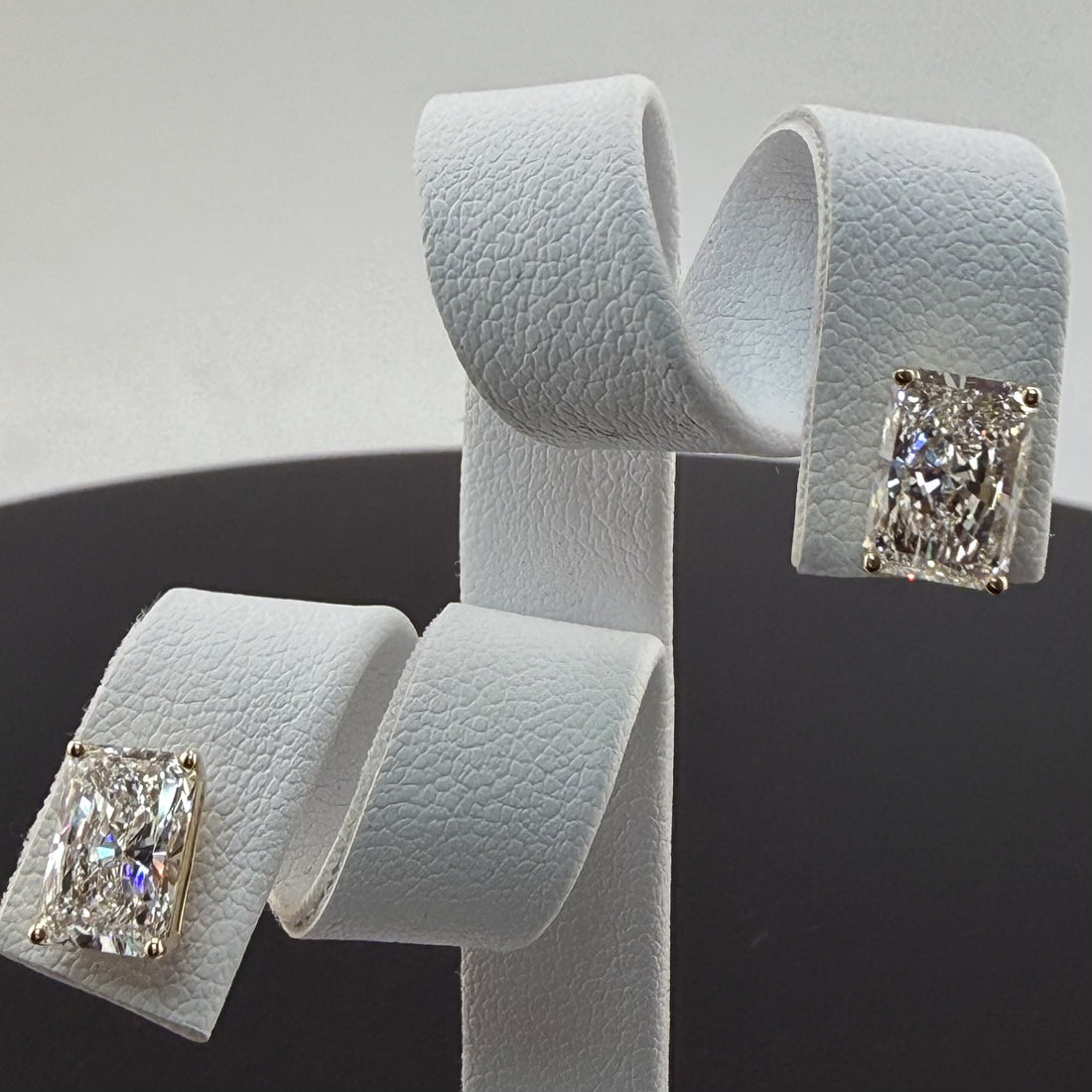 Radiant Cut Lab Grown Diamond Stud Earrings | 3.16cttw IGI Certified | 14K Yellow Gold