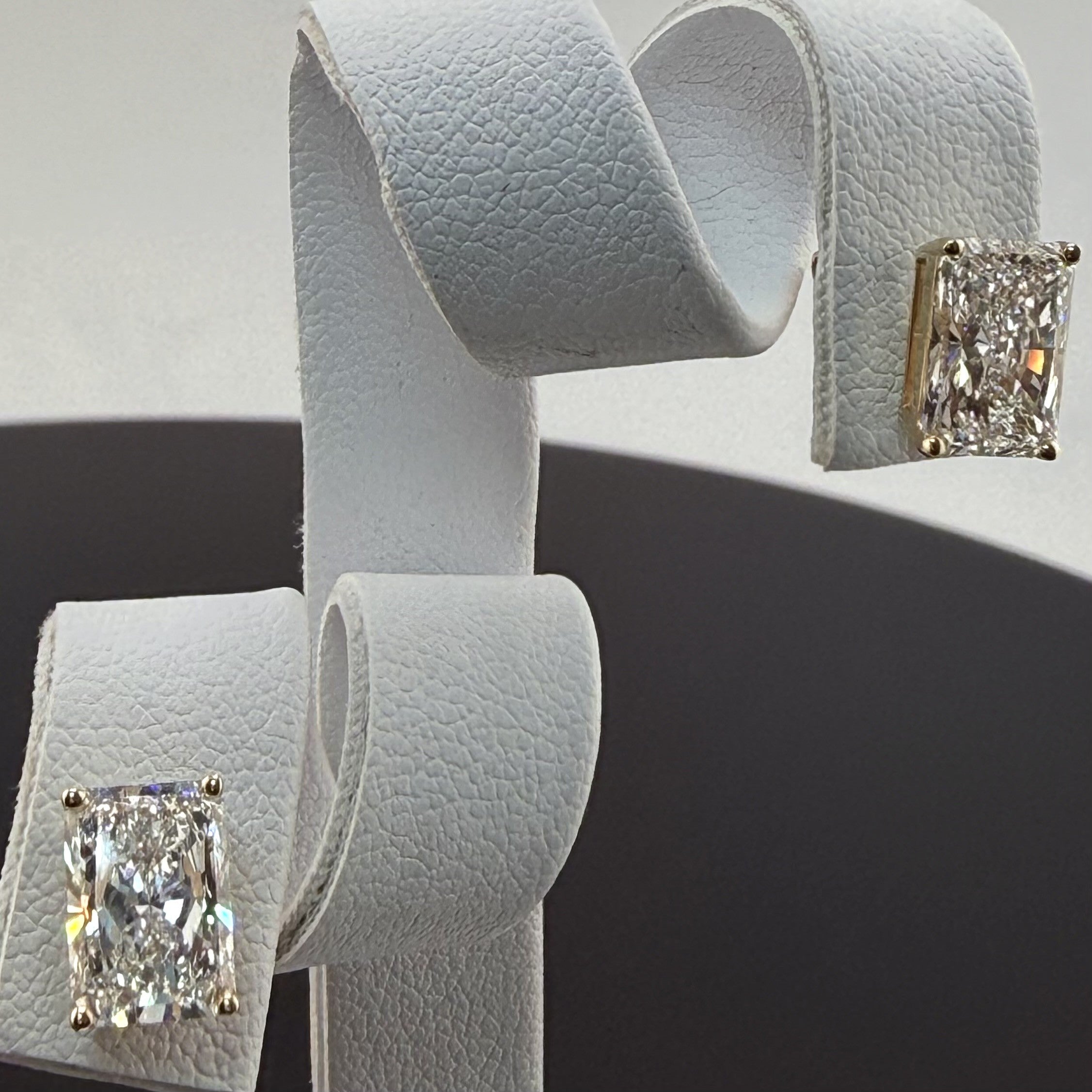 Radiant Cut Lab Grown Diamond Stud Earrings | 3.16cttw IGI Certified | 14K Yellow Gold